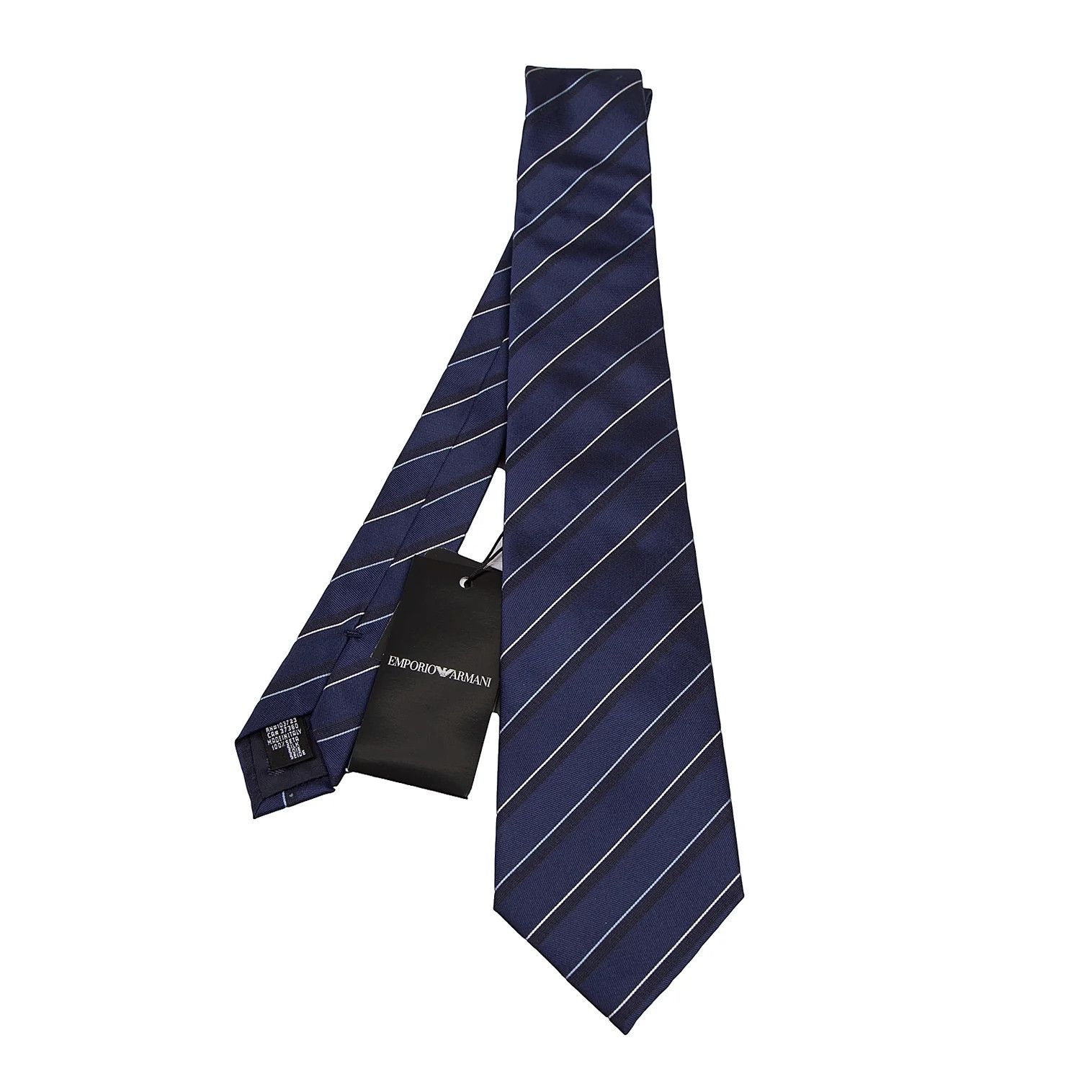 Emporio Armani Silk Regimental Stripe Tie in Blue Size ONE SIZE - 1 Thumbnail