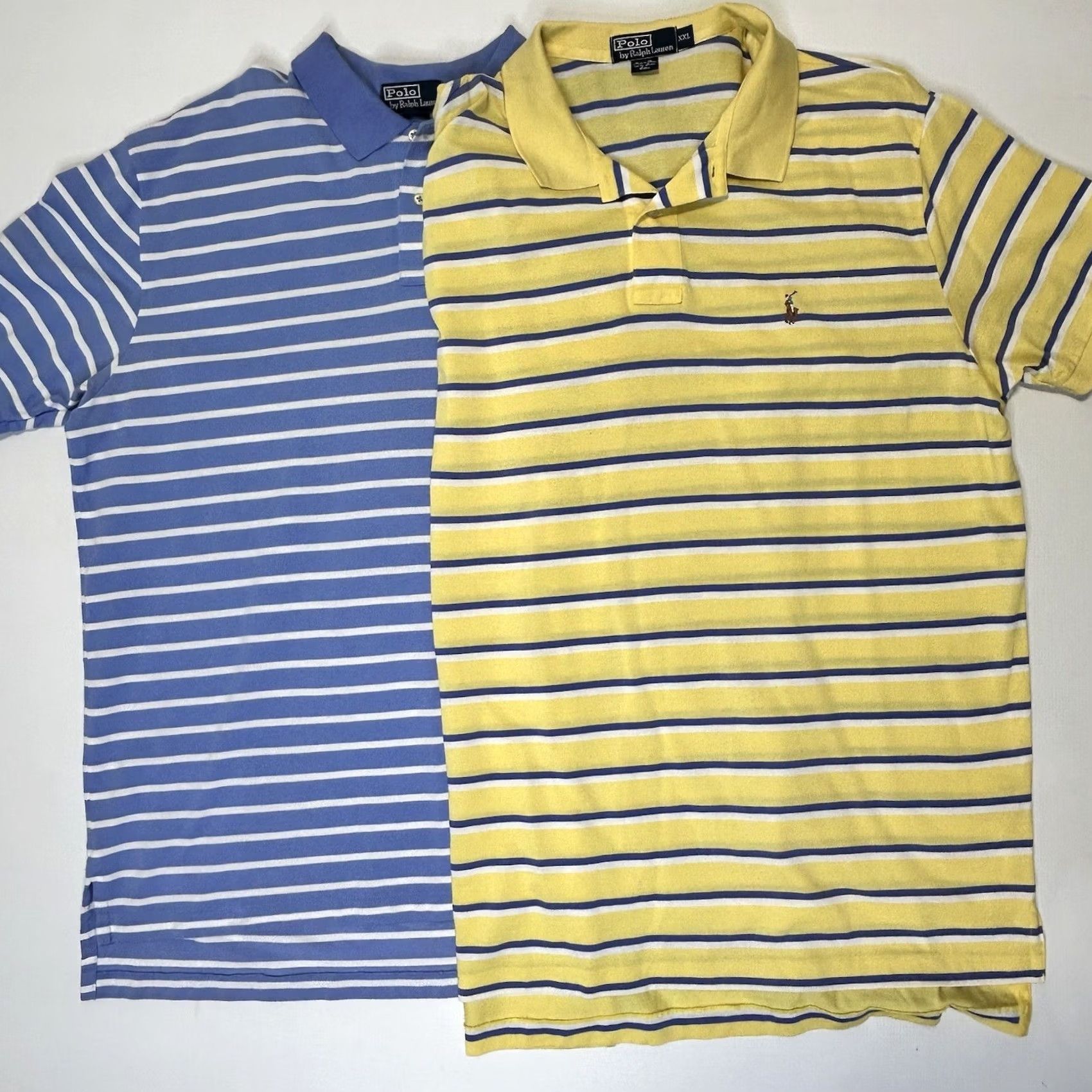 Polo Ralph Lauren VINTAGE Polo Ralph Lauren Polo Shirt Mens 2XL Striped Yellow Blue Flesh Pony Lot Of 2 Size US XXL / EU 58 / 5 - 2 Thumbnail