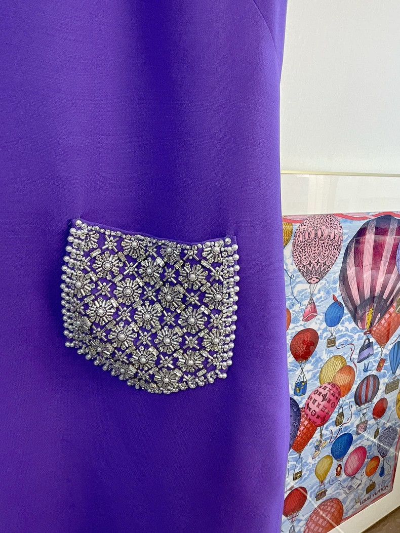 Valentino Valentino Purple heavy work beaded dress Size XXL / US 16-18 / IT 52-54 - 3 Thumbnail