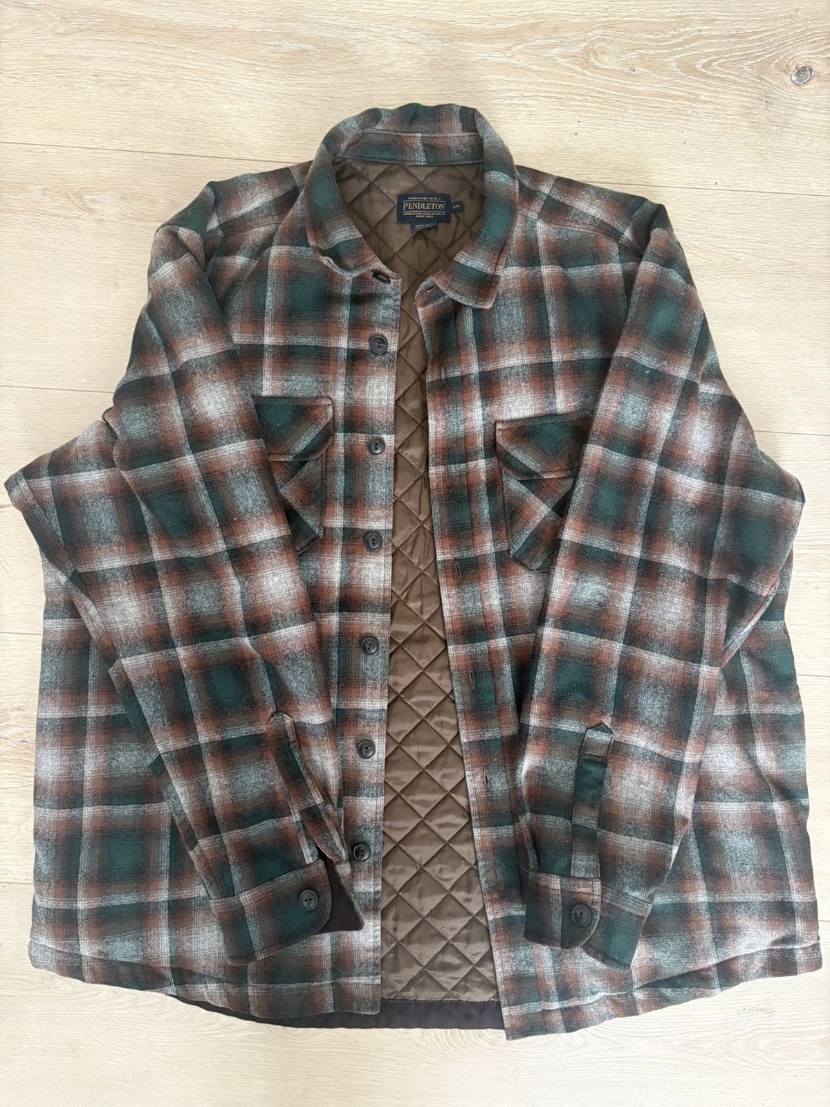 Pendleton Pendleton Plaid Ombré Quilted CPO Wool Shirt Jacket XXL Size US XXL / EU 58 / 5 - 1 Thumbnail