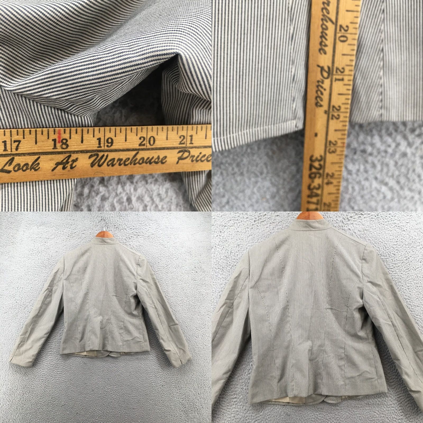 Kenneth Cole Kenneth Cole Blazer Jacket Womens 8 Gray Striped Cotton Blend Button Pockets Size M / US 6-8 / IT 42-44 - 8 Thumbnail