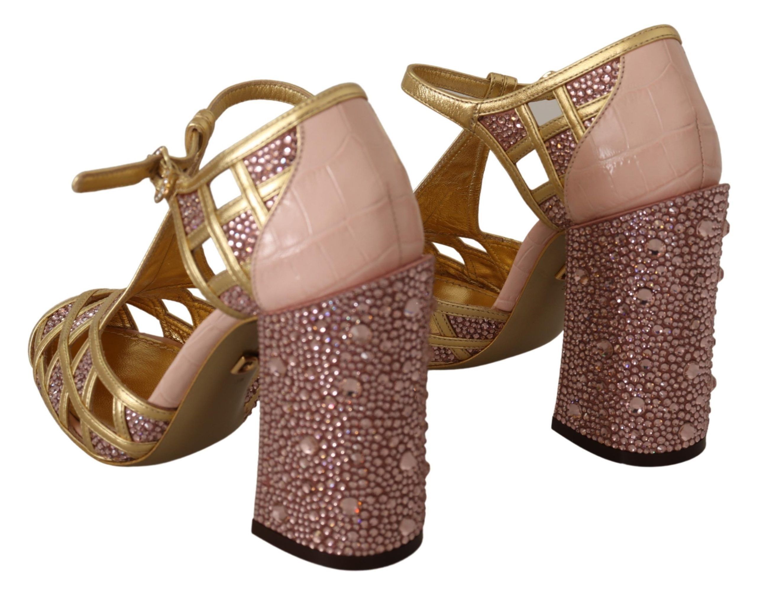 Dolce & Gabbana Dolce & Gabbana Silk-Infused Leather Crystal Pumps in Gold Size US 5.5 / IT 35.5 - 5 Thumbnail