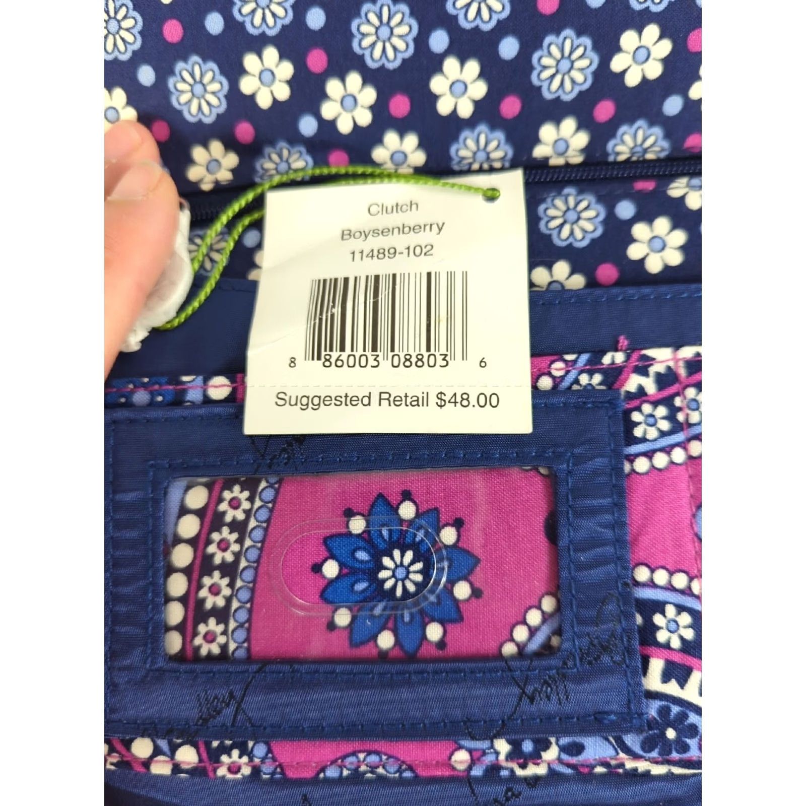 Vera Bradley VINTAGE Vera Bradley Large Wristlet Wallet Clutch Making Waves Trifold Purple Floral/Paisley Cotton Patent Leather Strap Size ONE SIZE - 6 Thumbnail