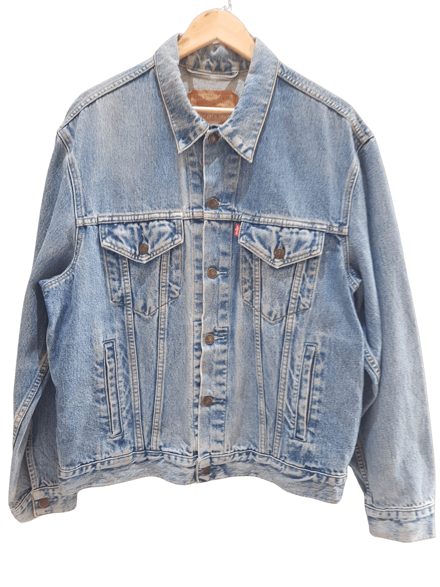 image of Levis Vintage Clothing Distressed Vintage Levi's Stonewash Jacket 1990S in Blue, Men's (Size Large)