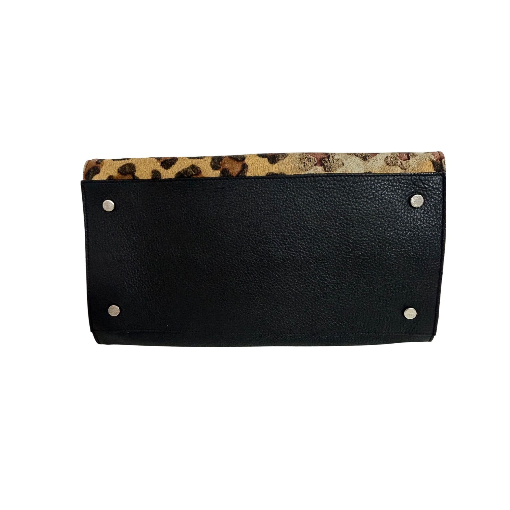 Other Claudia Firenze Leopard Print Calf Hair Black Leather Tote V Size ONE SIZE - 3 Thumbnail
