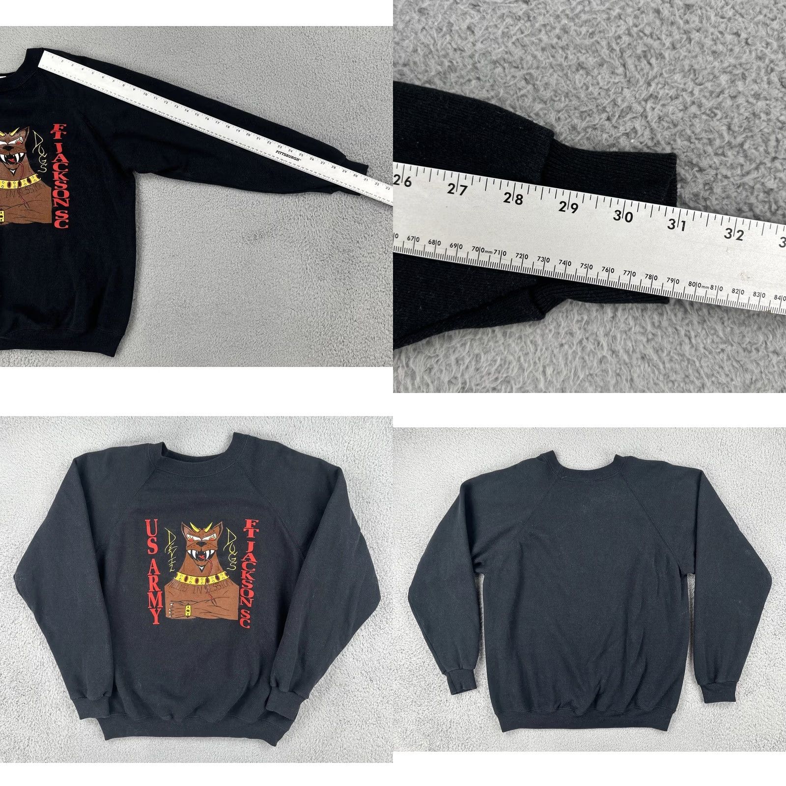 Hanes Vtg Hanes Heavyweight XL Black Raglan Crewneck Sweatshirt U.S. Army Devil Dogs Mens Size US XL / EU 56 / 4 - 9 Thumbnail