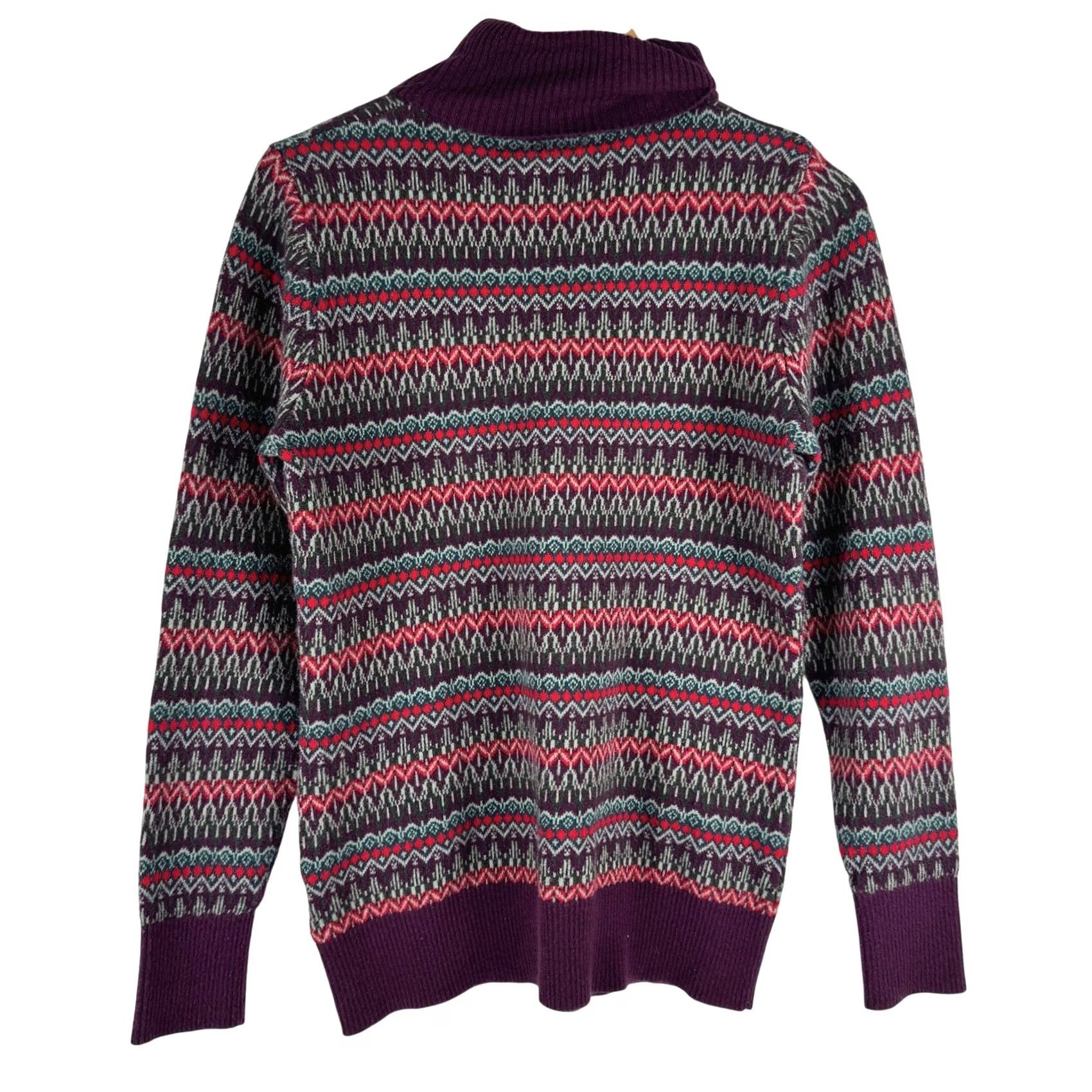 Vintage VINTAGE LL Bean Womens Purple Fair Isle Turtleneck Sweater Size M Regular Knit Pullover Size M / US 6-8 / IT 42-44 - 2 Thumbnail