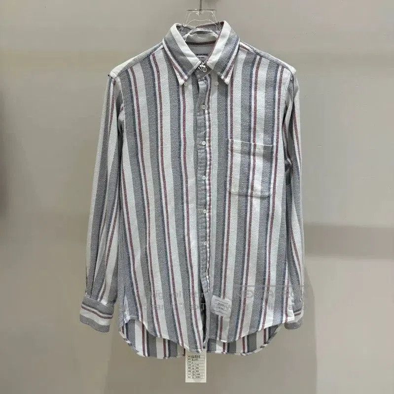 Thom Browne Men's Colorblock Striped Long Sleeve Shirt .