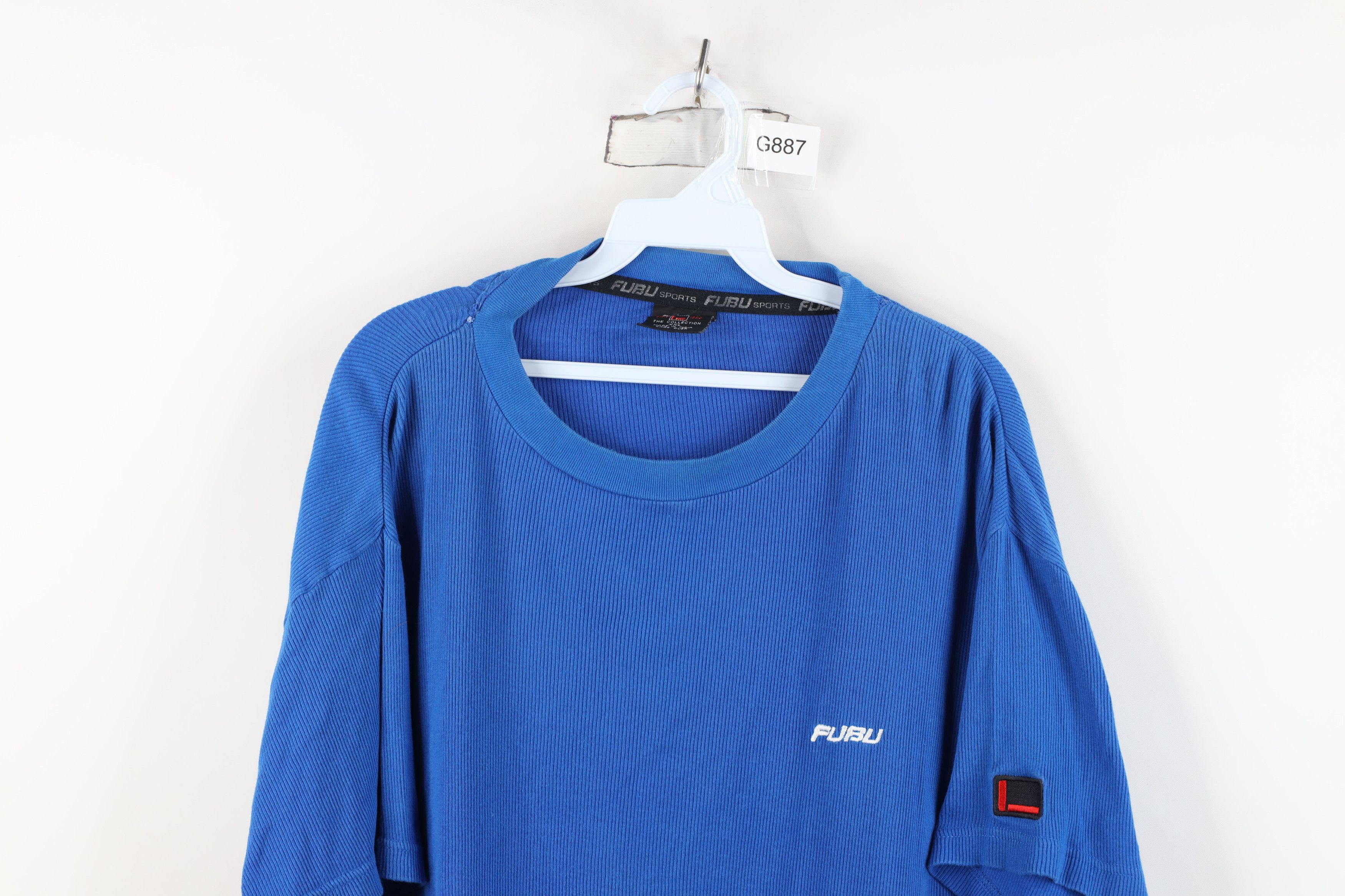 Fubu Vintage 90s Y2K FUBU Ribbed Knit Short Sleeve T-Shirt Blue Size US XXL / EU 58 / 5 - 2 Thumbnail