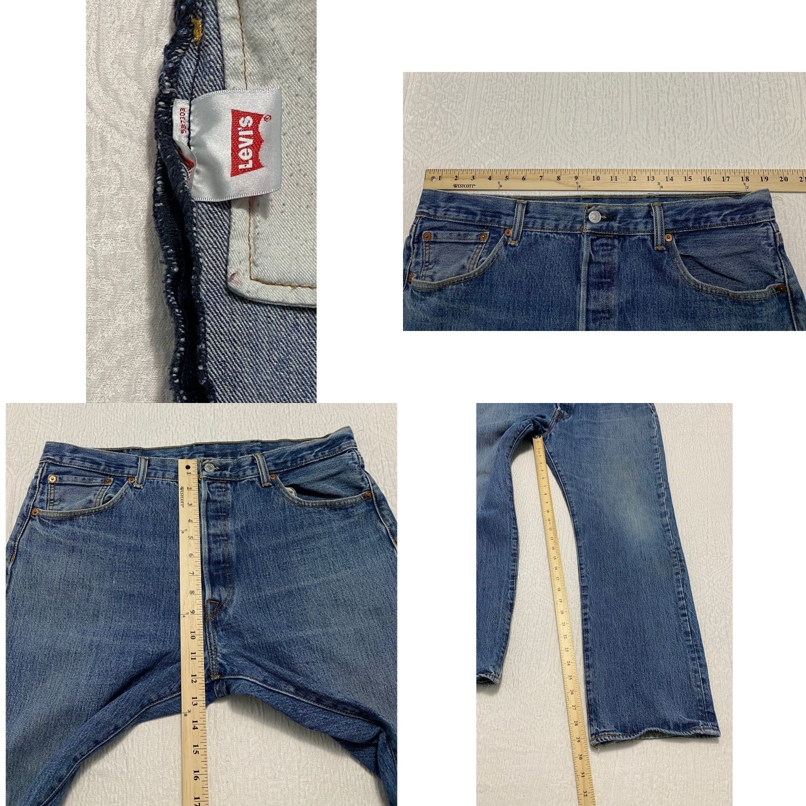 Levi's VINTAGE Levi's 501 Original Fit Jeans Men W38 L30 Blue Denim Button Fly Five Pocket Straight Regular Denim Size US 38 / EU 54 - 8 Thumbnail