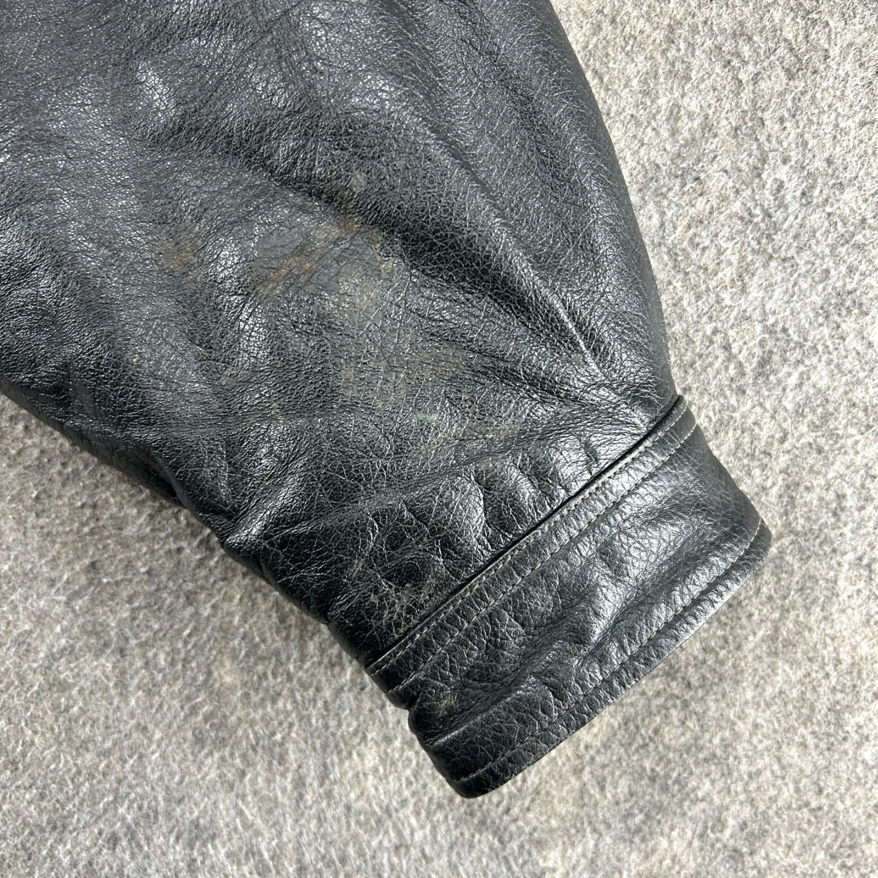 Vintage VINTAGE OutBrook Jacket Mens XL Black Bomber Leather Real Patina 90s Streetwear Zip Size US XL / EU 56 / 4 - 7 Thumbnail