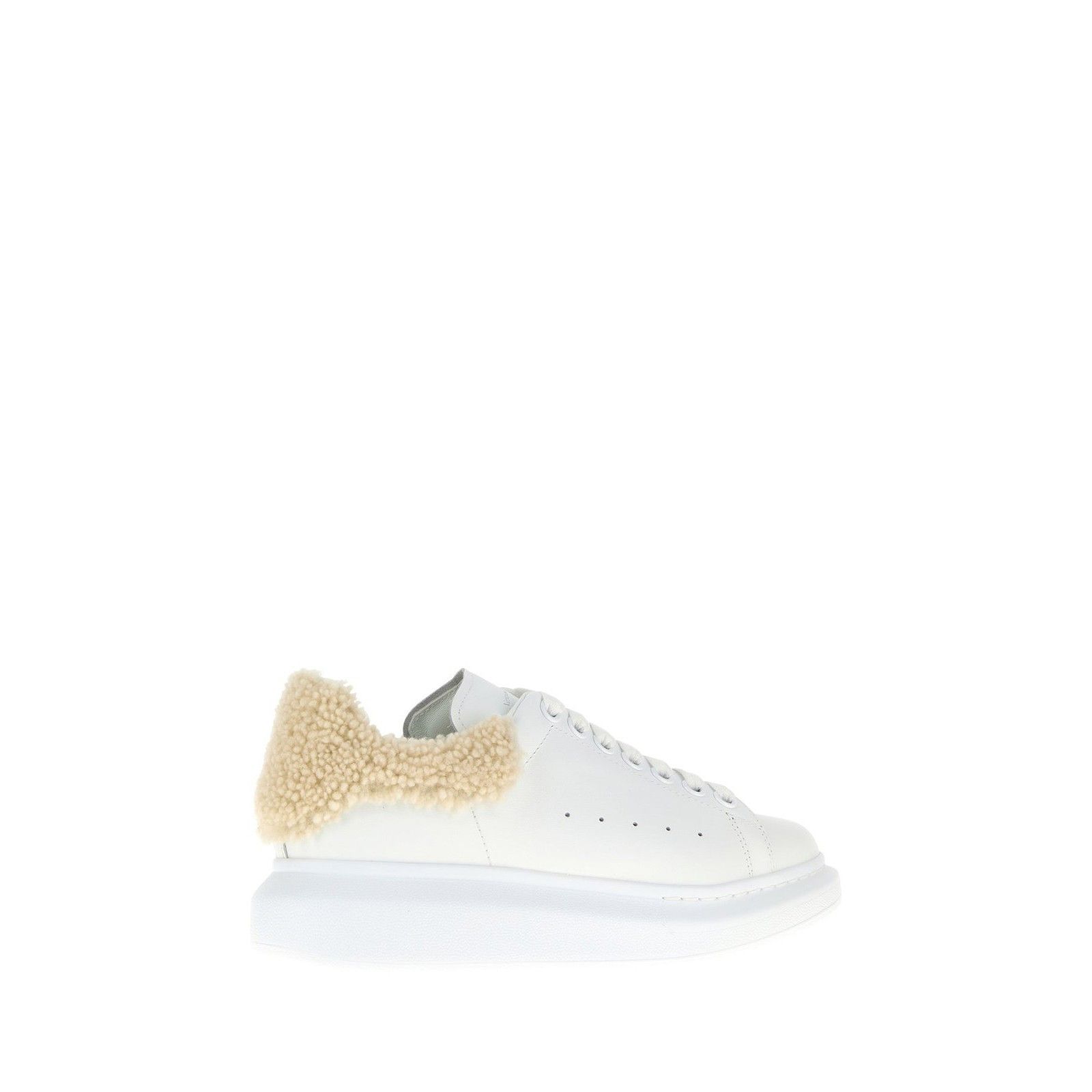 Alexander McQueen ALEXANDER MCQUEEN Shearling Platform White Leather Sneakers Size US 6 / IT 36 - 3 Thumbnail