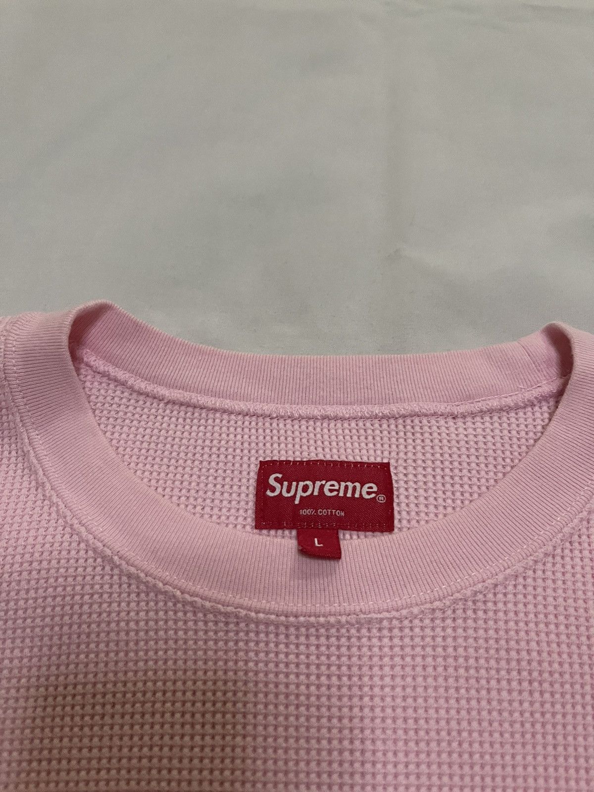 Supreme Supreme panel stripe waffle thermal pink crew Size US L / EU 52-54 / 3 - 3 Thumbnail