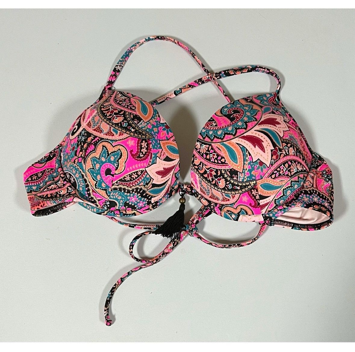 Other Pink Paisley Bikini Top Swimwear Bathing Suit Size 34C 🩷🖤✨ Size M / US 6-8 / IT 42-44 - 3 Thumbnail