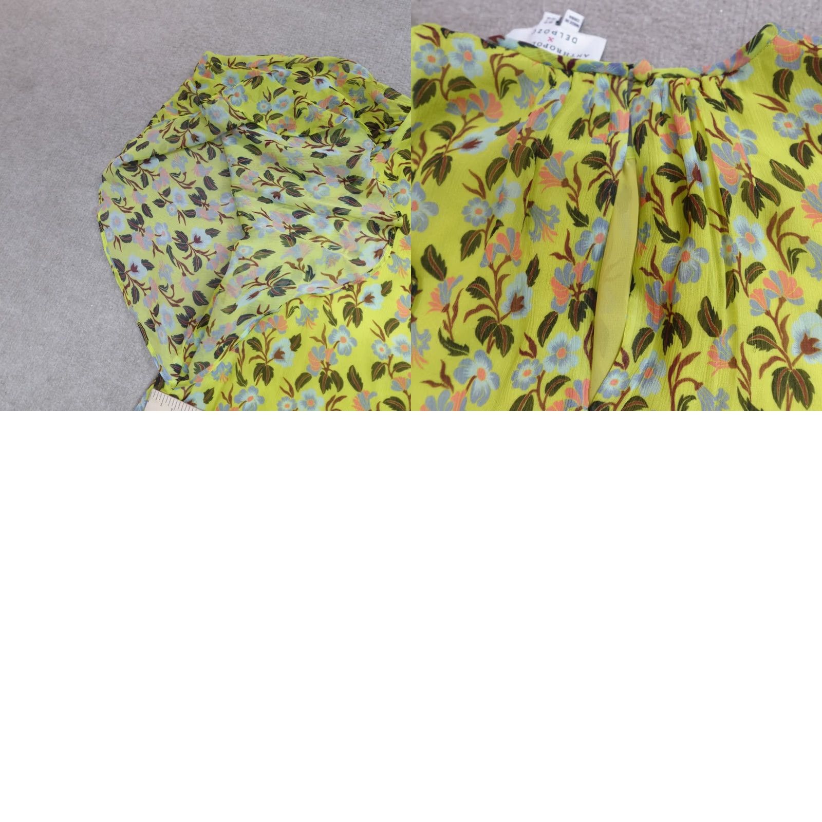 Anthropologie Anthropologie x Delpozo Blouse 6 Yellow Floral Batwing NEW Women Regular Viscose Crew Neck Button Casual Party/Cocktail Fall Spring Summer Womens Size M / US 6-8 / IT 42-44 - 8 Thumbnail