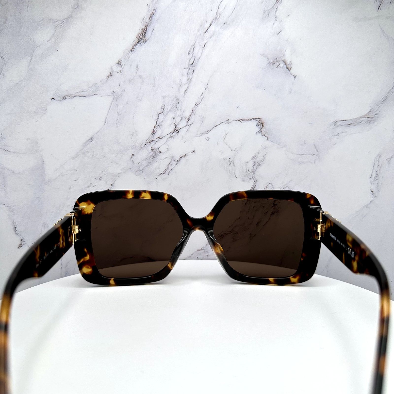 Miu Miu New MIU MIU Sunglasses Brown Square Gold Full Rim 56mm Size ONE SIZE - 13 Thumbnail