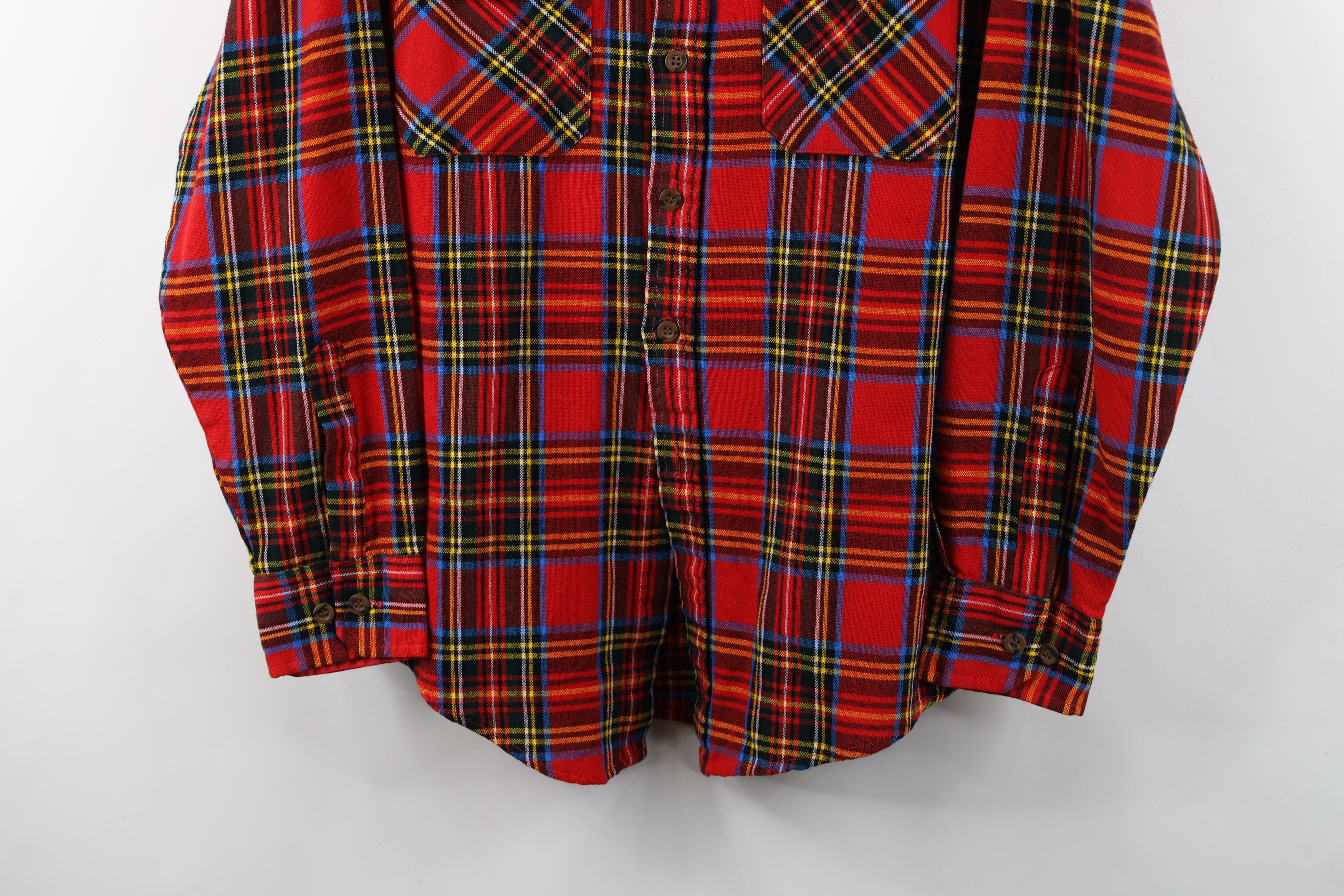 Vintage Vintage 70s Streetwear Knit Collared Button Shirt Plaid Size US L / EU 52-54 / 3 - 3 Thumbnail