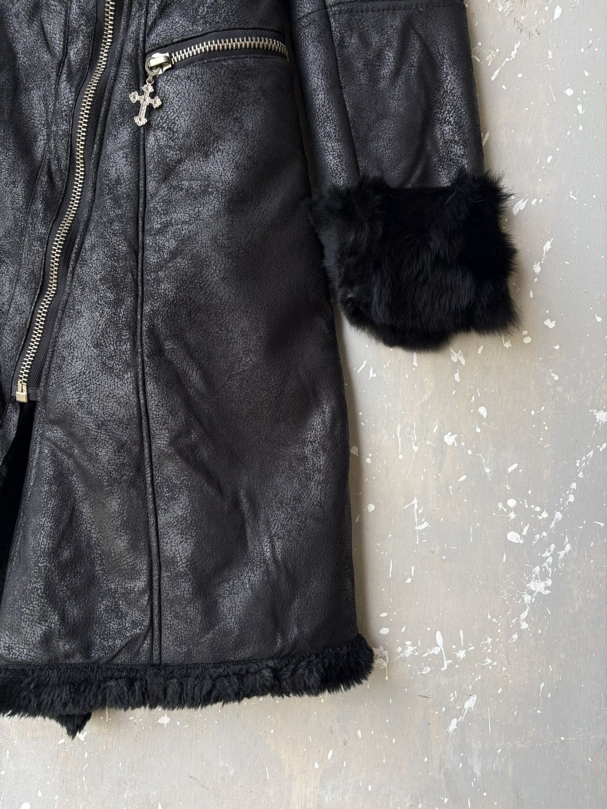 Japanese Brand Malibu Designs Rabbit Fur Lined Coat Asymmetrical Zip Gothic Size US M / EU 48-50 / 2 - 4 Thumbnail