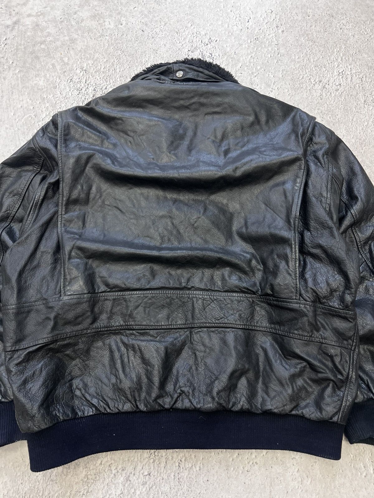 VINTAGE AVIATION BOMBER LEATHER JACKET 90s boxy FIT Y2K