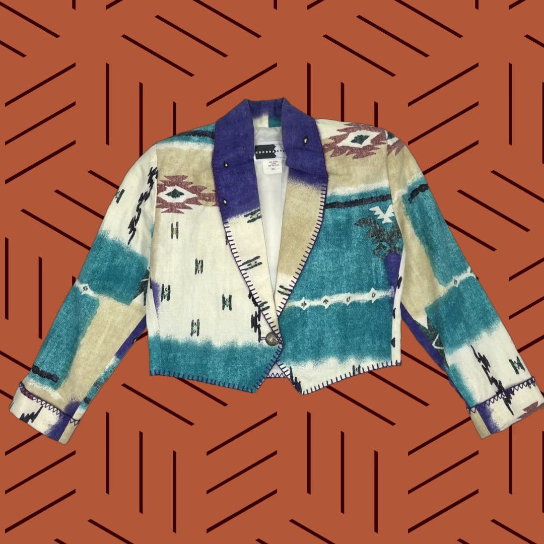 Honda VTG Rhonda Stark Jacket Women Small Concho Crop Southwestern Aztec Cowgirl Rodeo Jacket Size S / US 4 / IT 40 - 1 Thumbnail