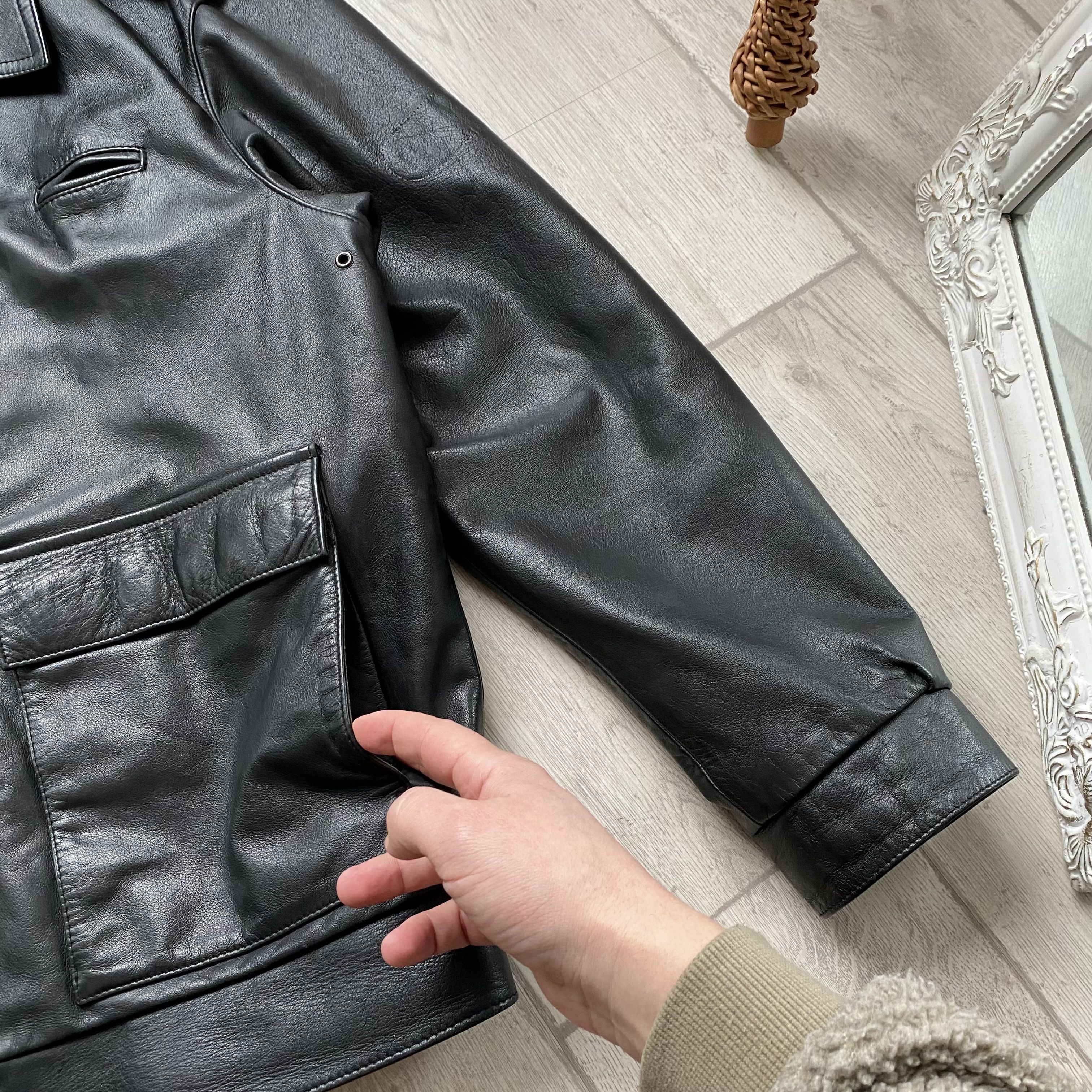 Genuine Leather Vintage 90s Real Leather Pilot Jacket Y2K Biker Style Size US L / EU 52-54 / 3 - 7 Thumbnail