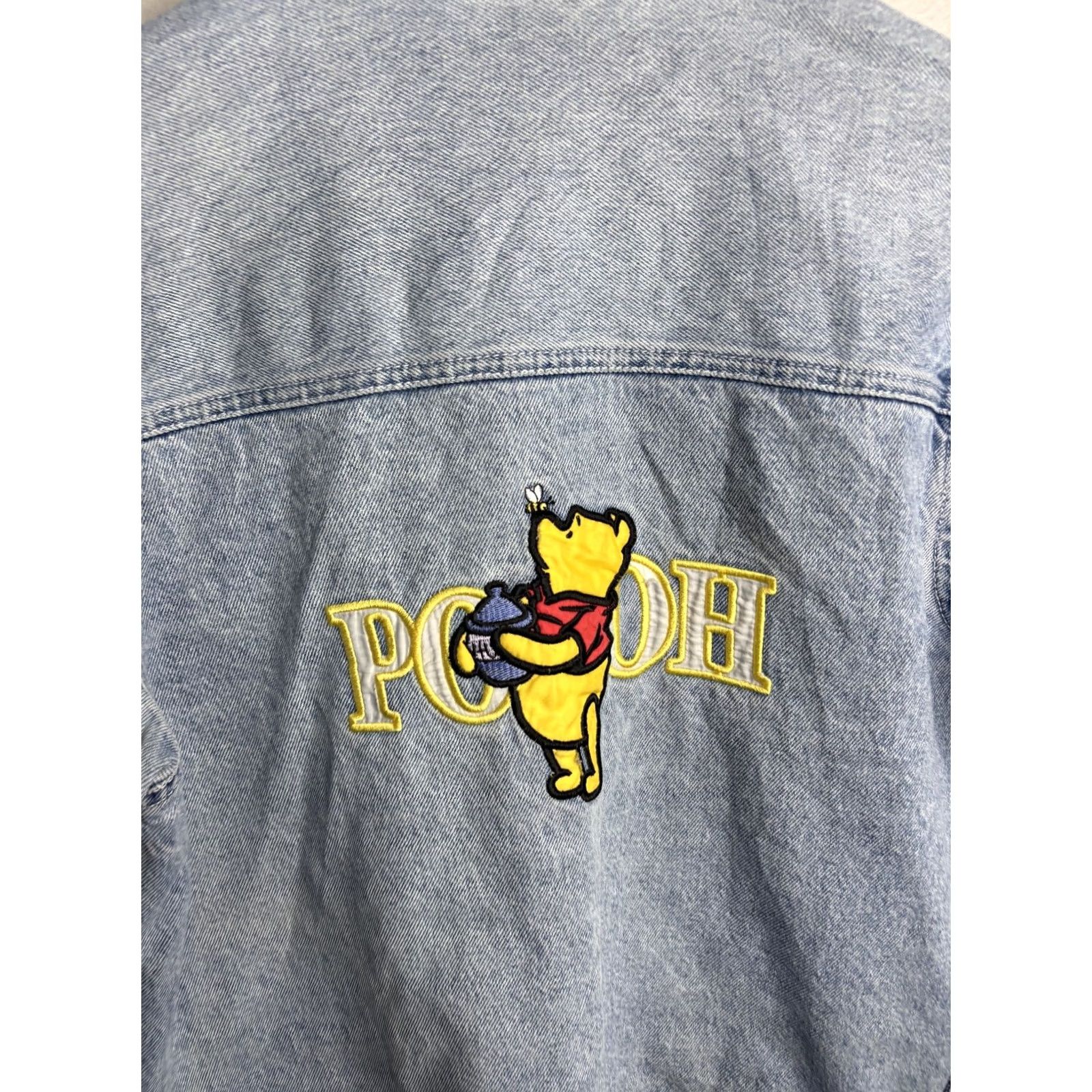 Disney Disney Pooh Denim Jacket Womens Large Blue Embroidered Winnie the Pooh Graphic Size L / US 10 / IT 46 - 2 Thumbnail
