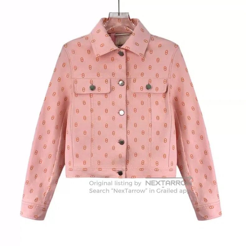 Hermes Hermes Pink Pig Nose Printed Cotton Lapel Single-Breasted Size XS / US 0-2 / IT 36-38 - 1 Thumbnail