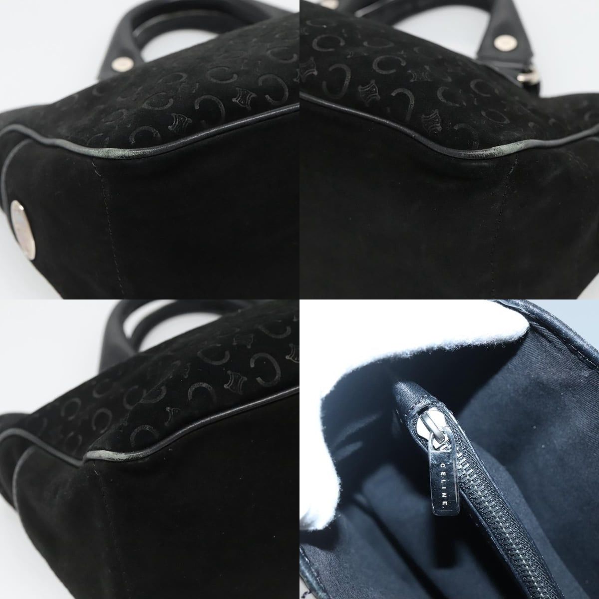 Celine CELINE C Macadam Canvas Hand Bag Suede Black Silver Size ONE SIZE - 10 Thumbnail