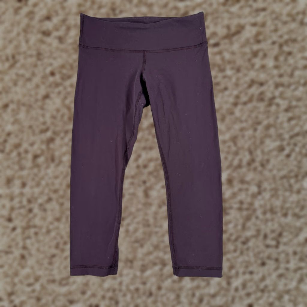 Lululemon VINTAGE? Wait; it's not vintage. The item is Lululemon Wunder Under Crop Purple 6 Pants Women 21" Inseam Yoga High Rise Cropped Stretch Athletic Size 28" / US 6 / IT 42 - 1 Thumbnail