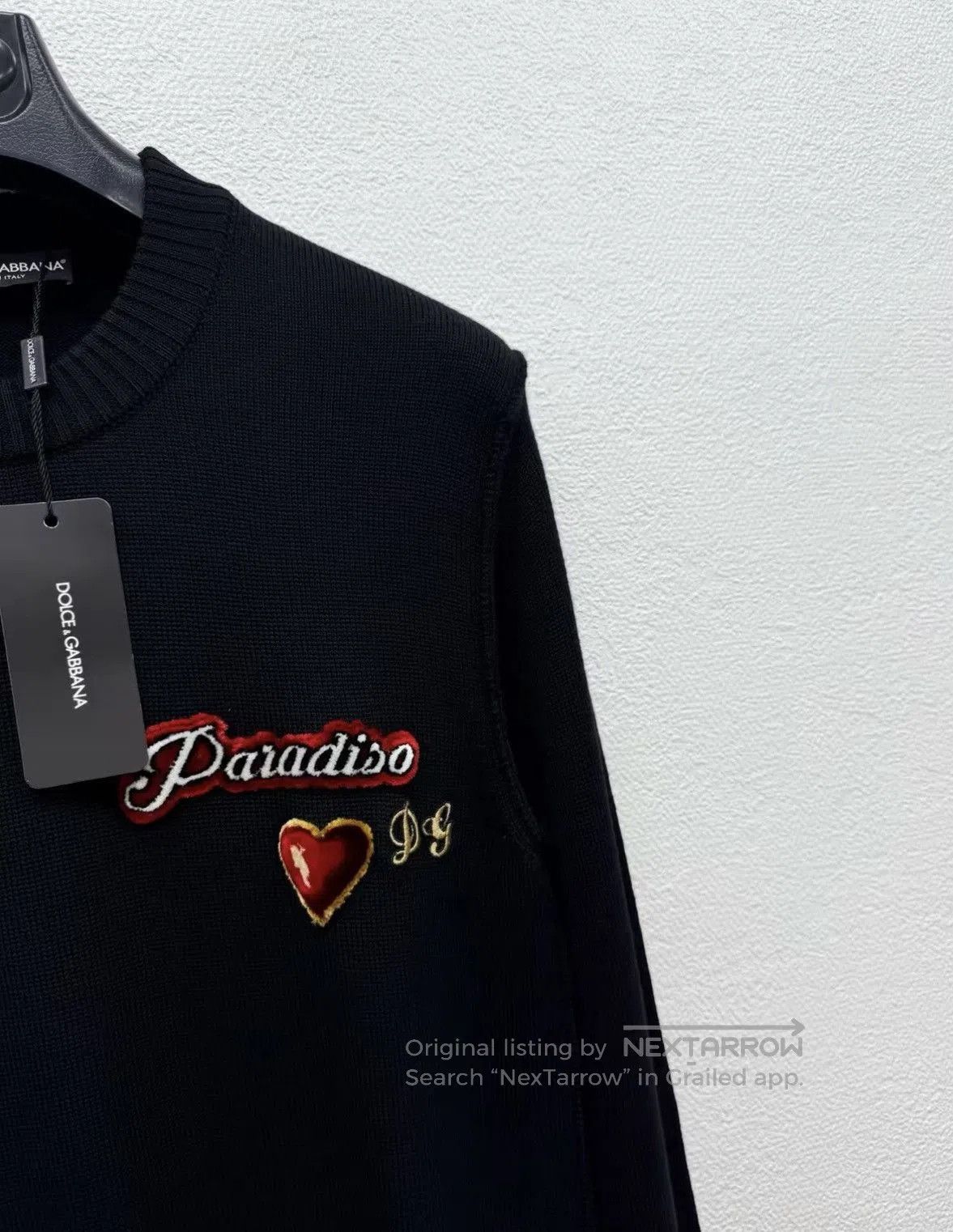 Dolce & Gabbana Black Embroidered 'Paradiso' Heart Sweater. Size US M / EU 48-50 / 2 - 3 Thumbnail