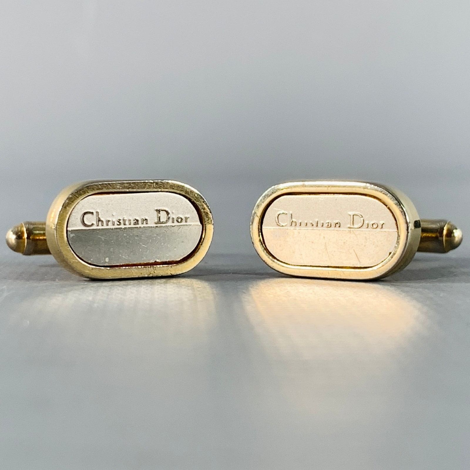 Dior Vintage Gold Silver Logo Metal Cuff Link Tie Clip Set Size ONE SIZE - 4 Thumbnail
