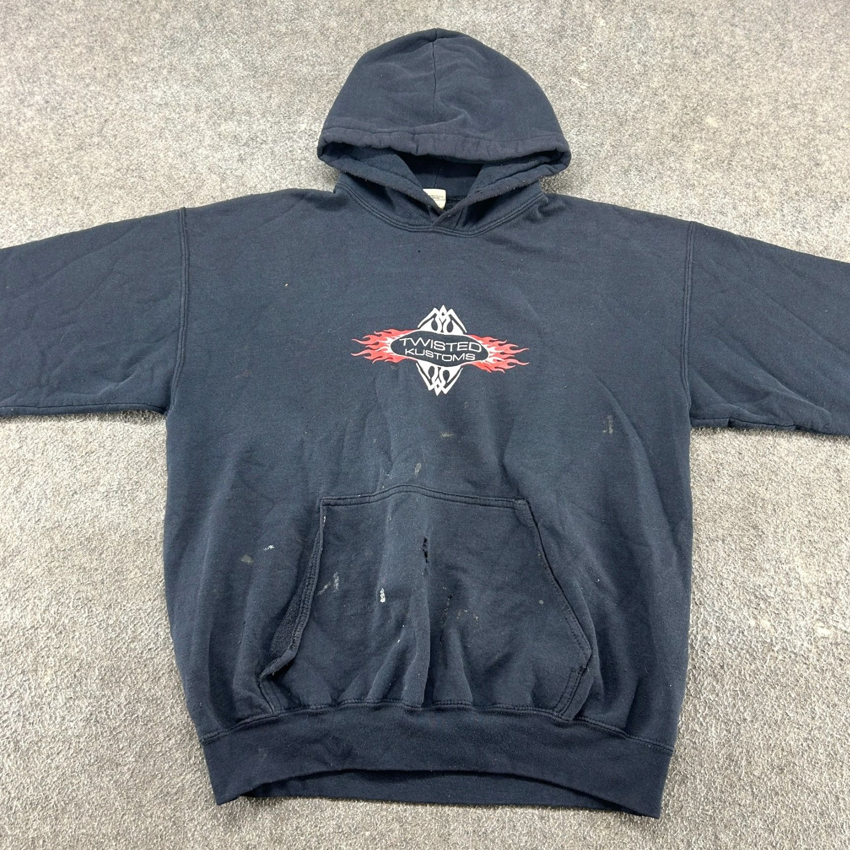 Twisted X **VINTAGE Biker Hoodie Mens L Black Distressed Y2K** User: Vintage Biker Hoodie Mens L Black Flame Twisted Kustoms Thrashed Distressed Y2K Size US L / EU 52-54 / 3 - 3 Thumbnail