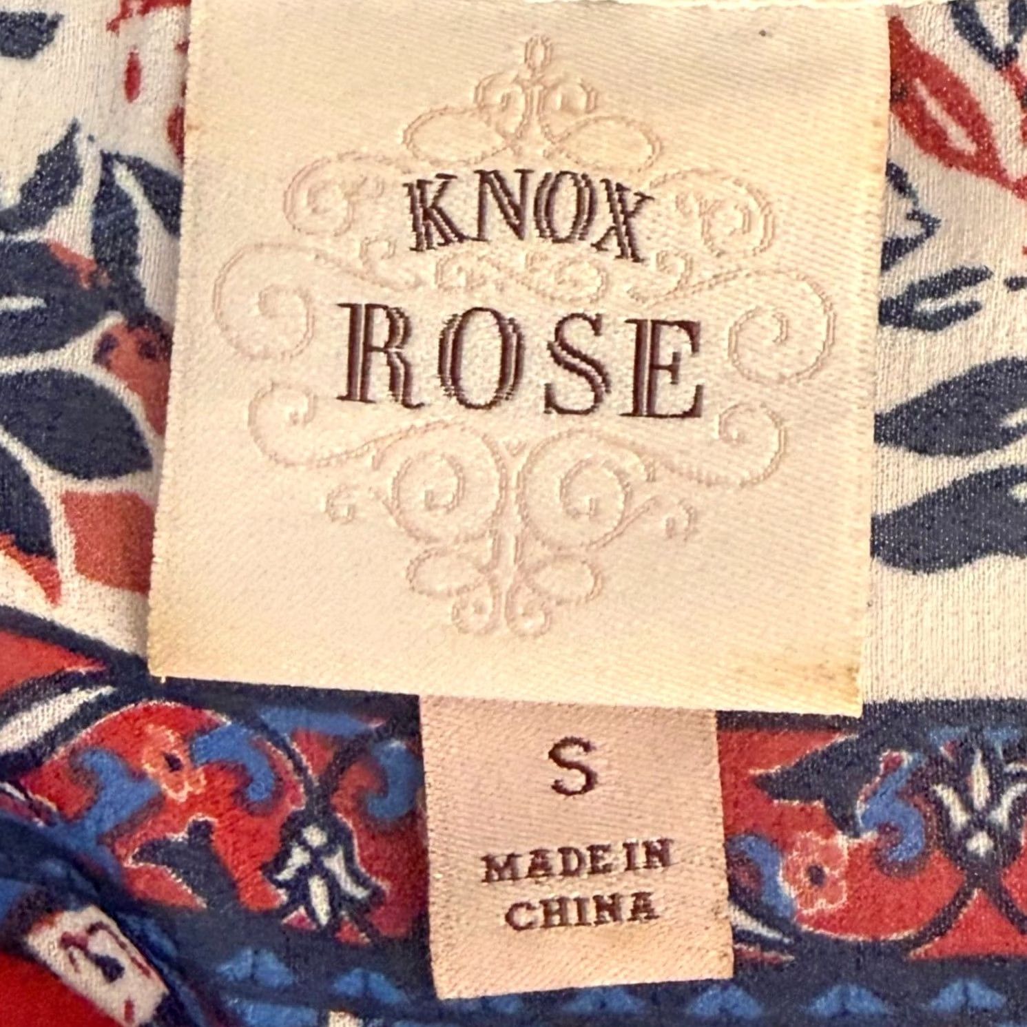 Vintage Knox Rose Womens S Blouse Sleeveless Red Floral Paisley Chiffon V-Neck Lace Up Tassel Boho Peplum Top Size S / US 4 / IT 40 - 6 Thumbnail