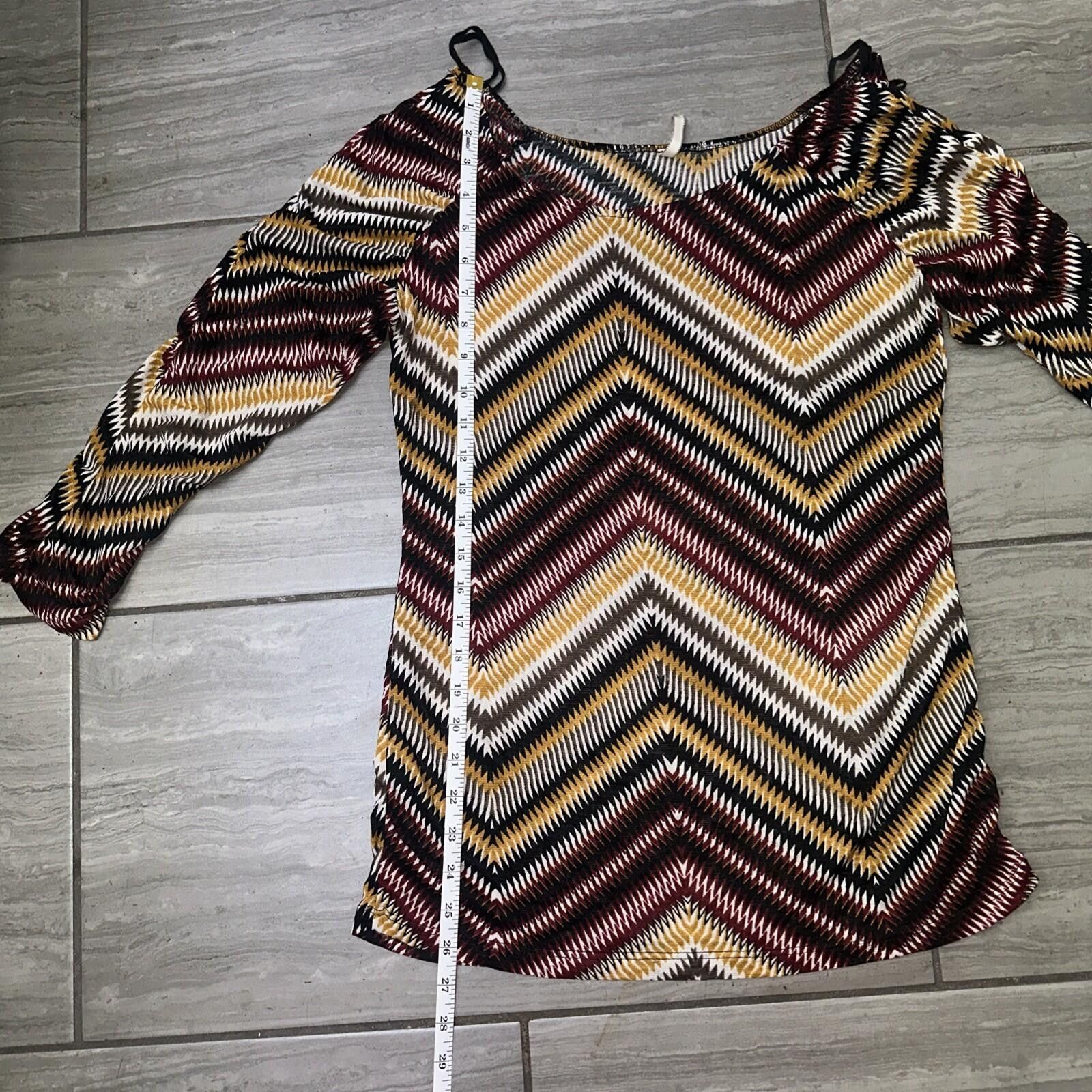 Other To To Collection Chevron Striped Gold Blouse L 1/4 Sleeve Size L / US 10 / IT 46 - 3 Thumbnail