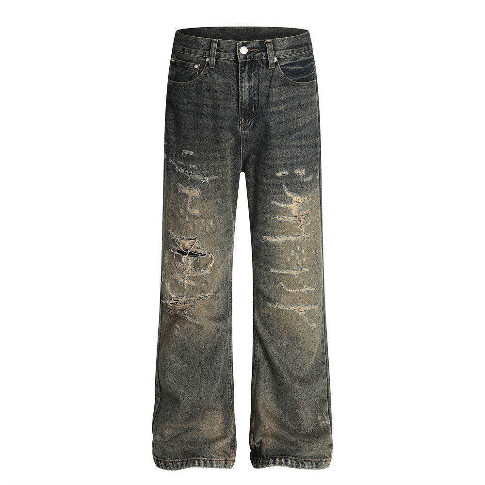 Japanese Brand × Jean Men's vintage distressed gradient loose punk ripped jeans Size US 32 / EU 48 - 1 Thumbnail