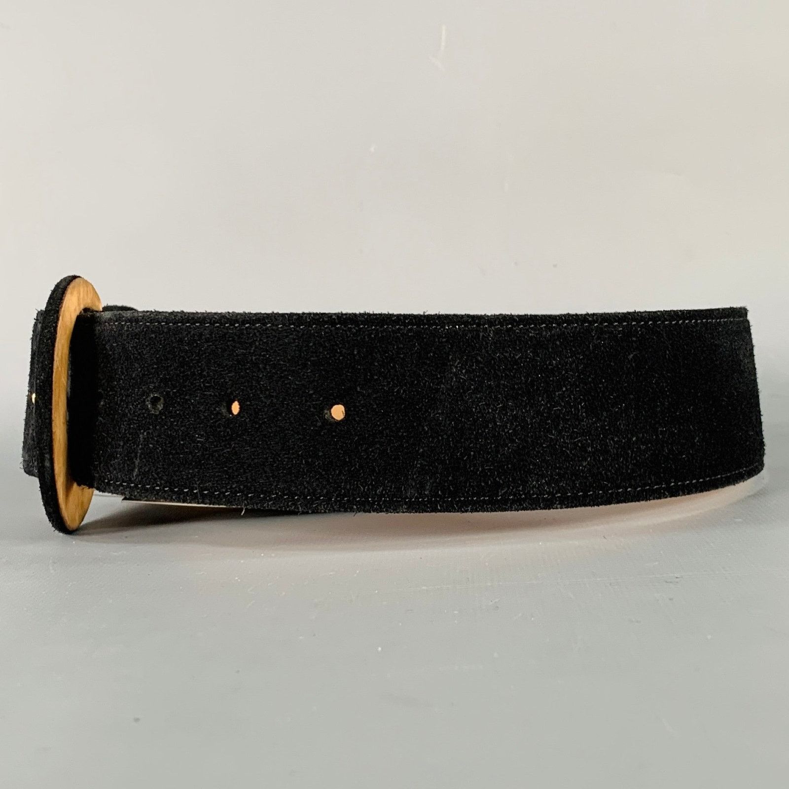 Giorgio Armani GIORGIO ARMANI Black Suede Covered Buckle Belt Size ONE SIZE - 4 Thumbnail
