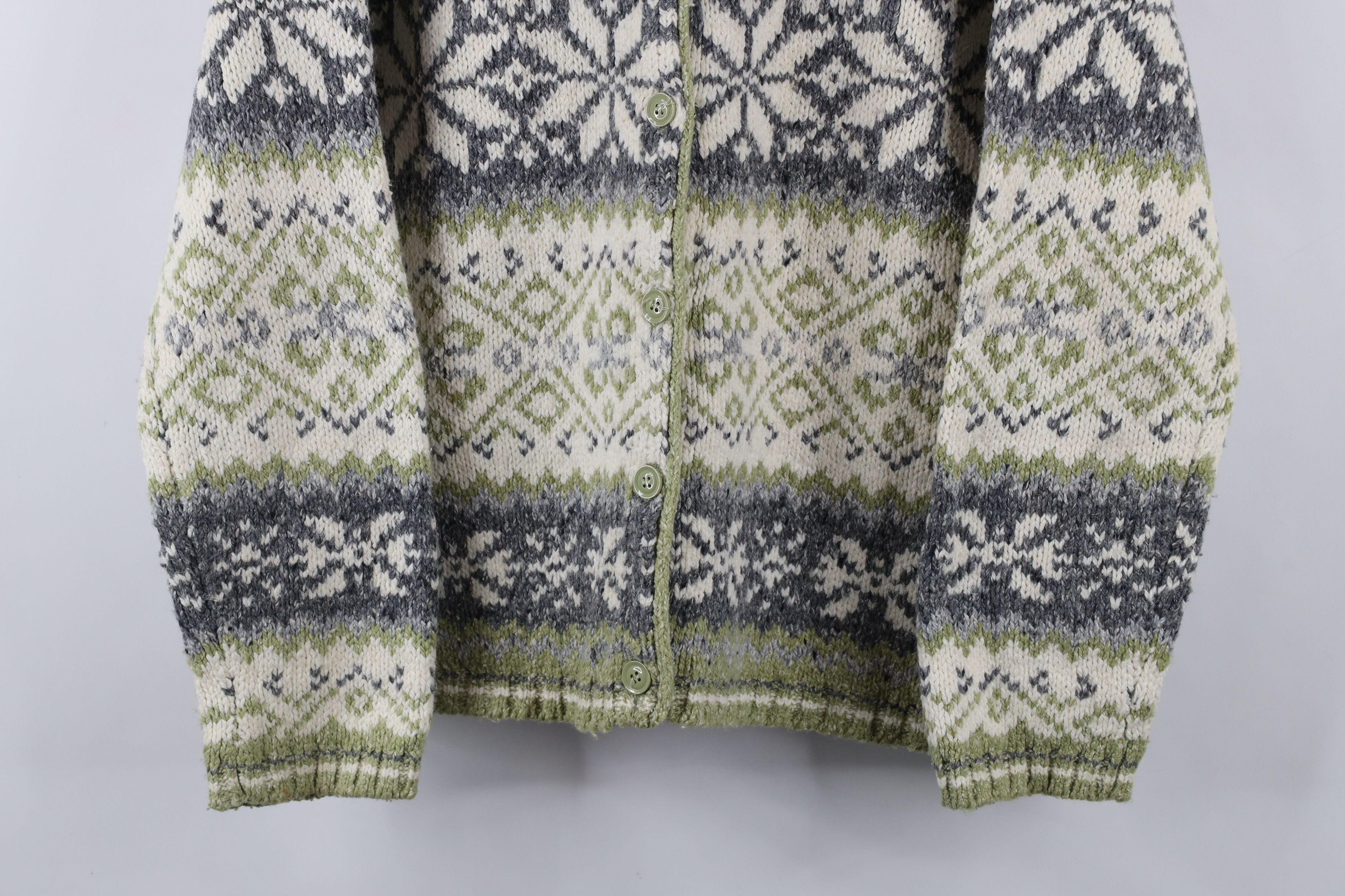 Vintage Vintage 90s Streetwear Fair Isle Wool Knit Cardigan Sweater Size XL / US 12-14 / IT 48-50 - 3 Thumbnail