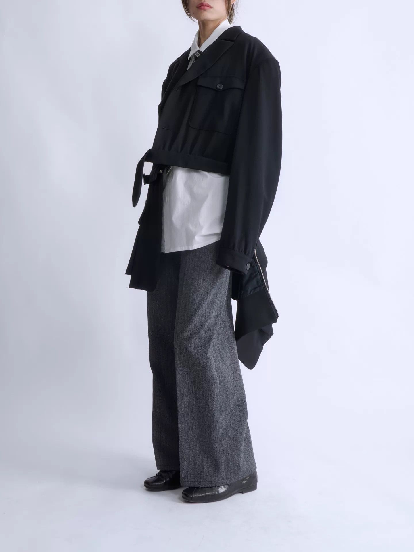 Yohji Yamamoto Yohji Yamamoto 80s pour homme 2-Way Belted Wool Jacket M Size US M / EU 48-50 / 2 - 4 Thumbnail