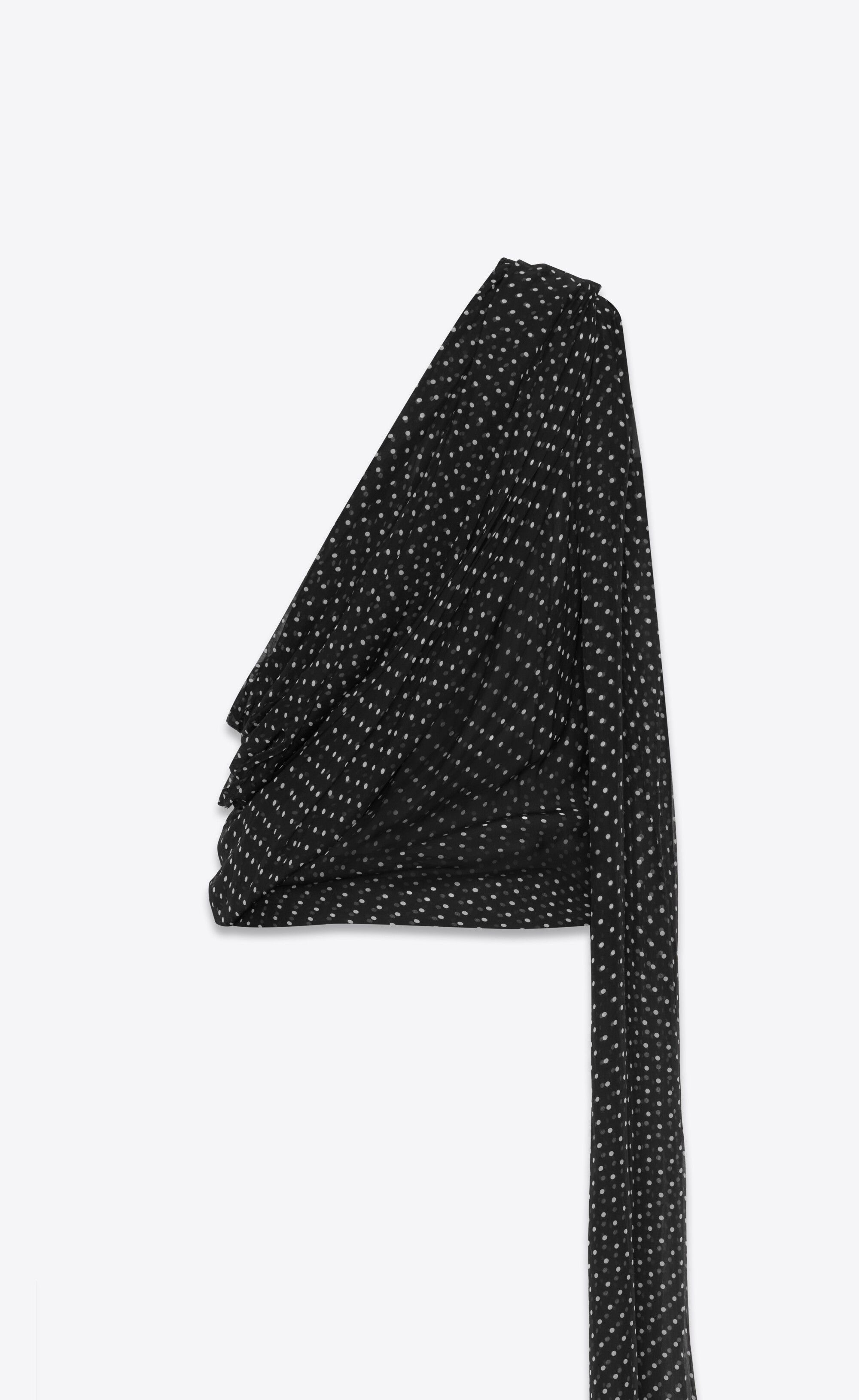 Saint Laurent Paris Draped One-shoulder Top in Dotted Silk Muslin Size US M / EU 48-50 / 2 - 1 Thumbnail