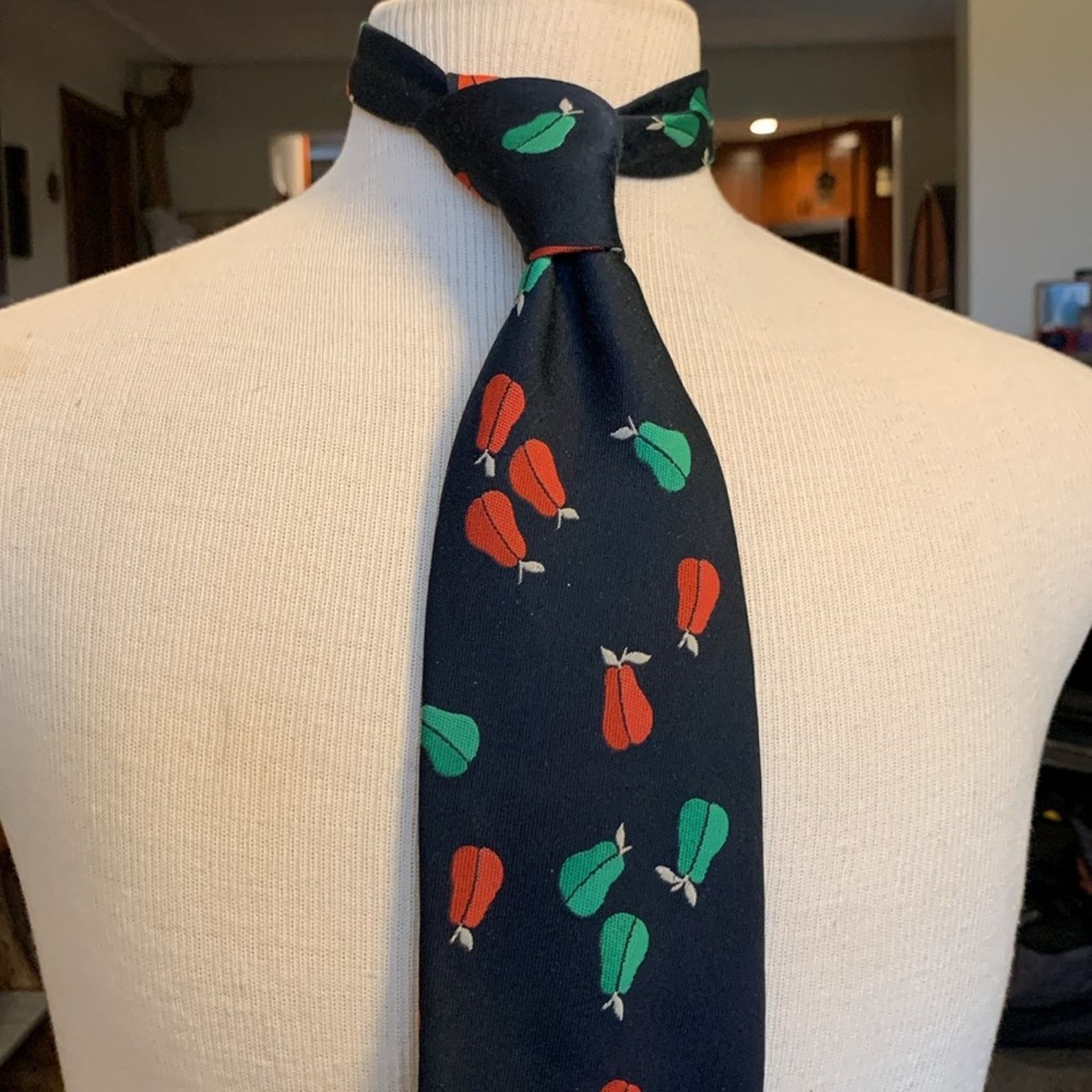 YSL Yves St Laurent 70's-80’s graphic pears super wide tie