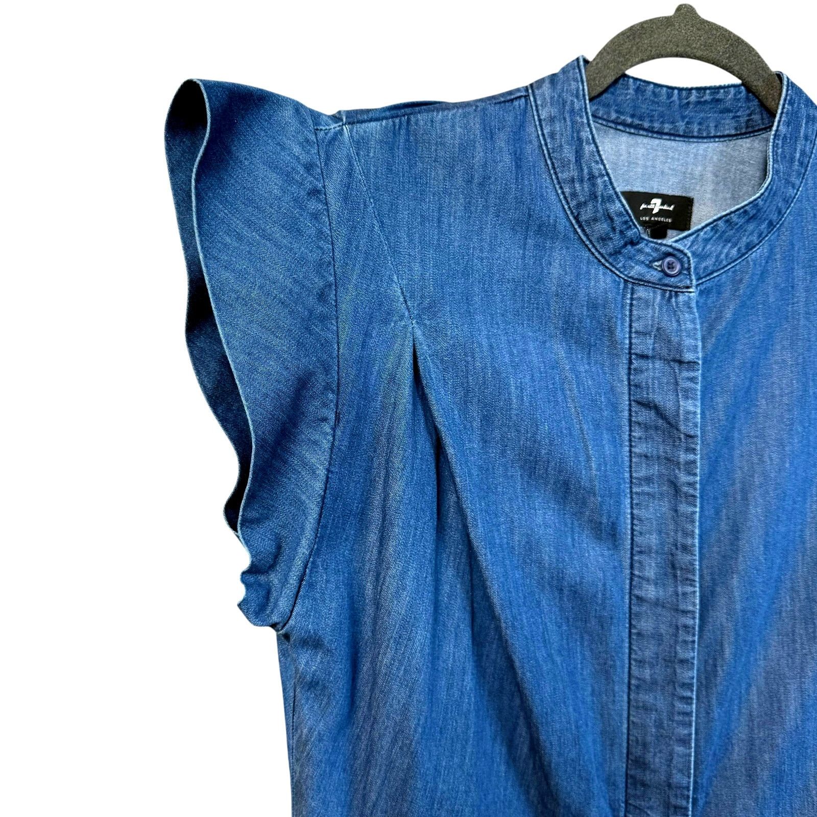 7 For All Mankind 7 For All Mankind Sleeveless Button Up Jumpsuit One Piece XL Size 38" / US 16 / IT 52 - 4 Thumbnail