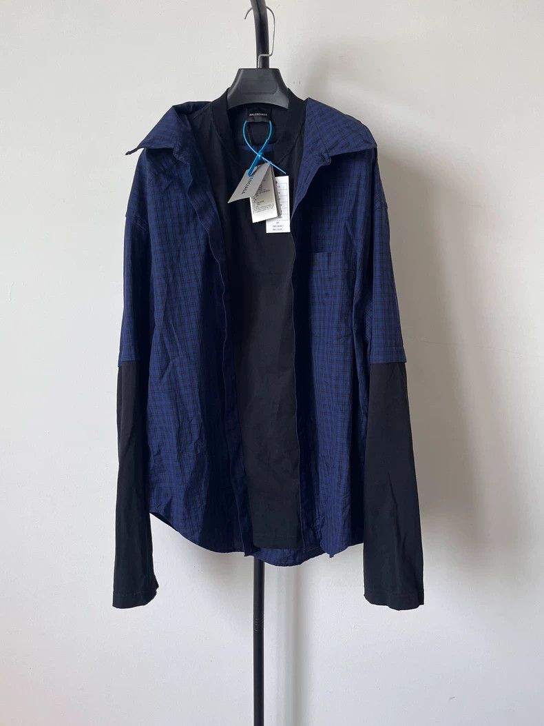 Balenciaga Balenciaga size 2 Plaid detail fake two-piece long-sleeve T Size US S / EU 44-46 / 1 - 1 Thumbnail