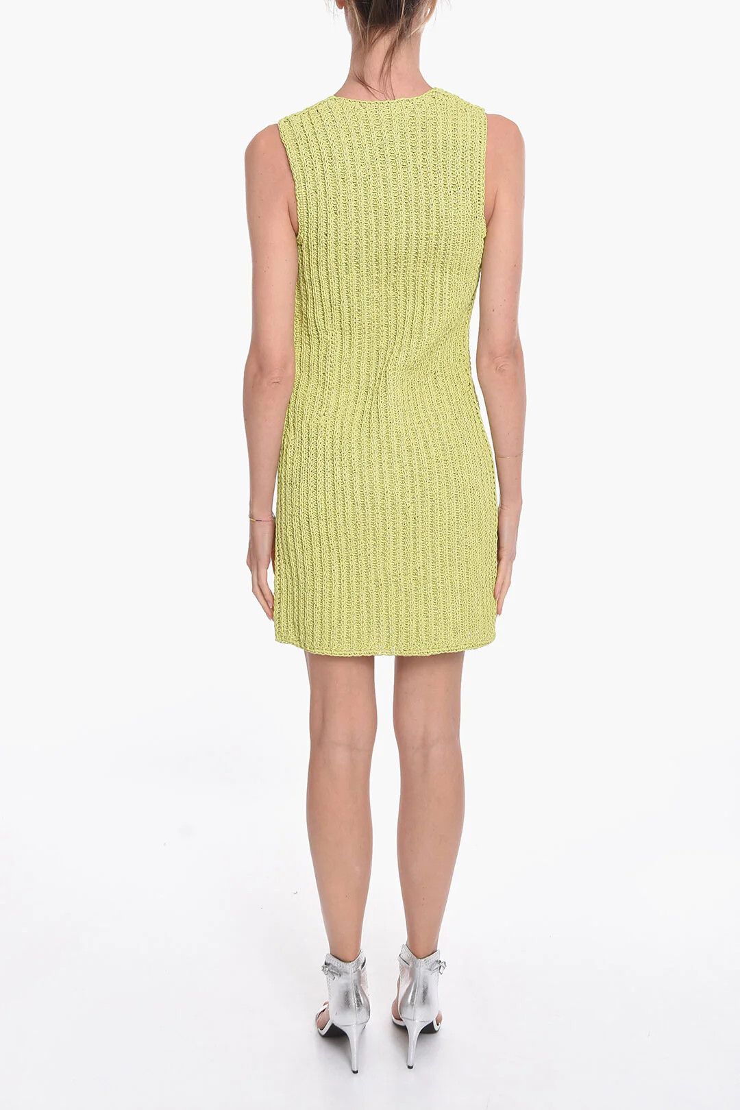 Bottega Veneta og1mm0426 Handwoven Leather Midi Dress in Green Size S / US 4 / IT 40 - 2 Thumbnail