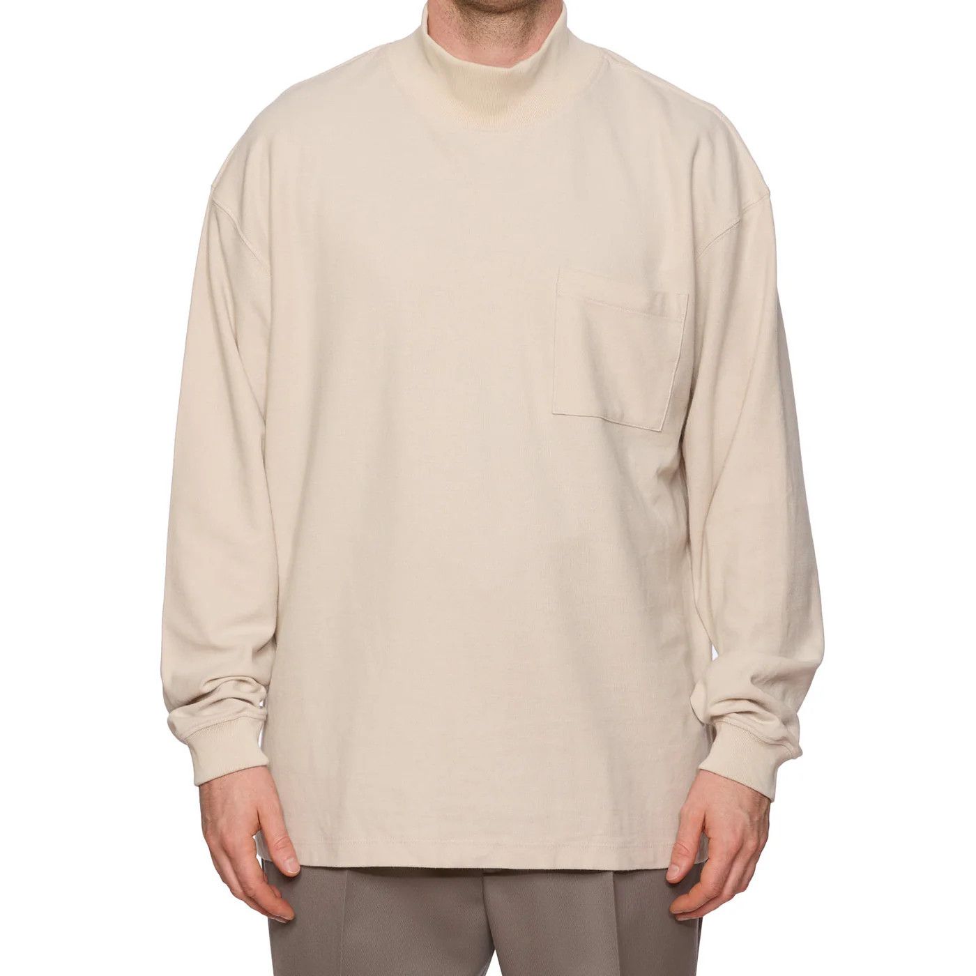 Fear of God FEAR OF GOD Beige Picque Cotton Mock Nect Sweatshirt Size US L / EU 52-54 / 3 - 1 Thumbnail
