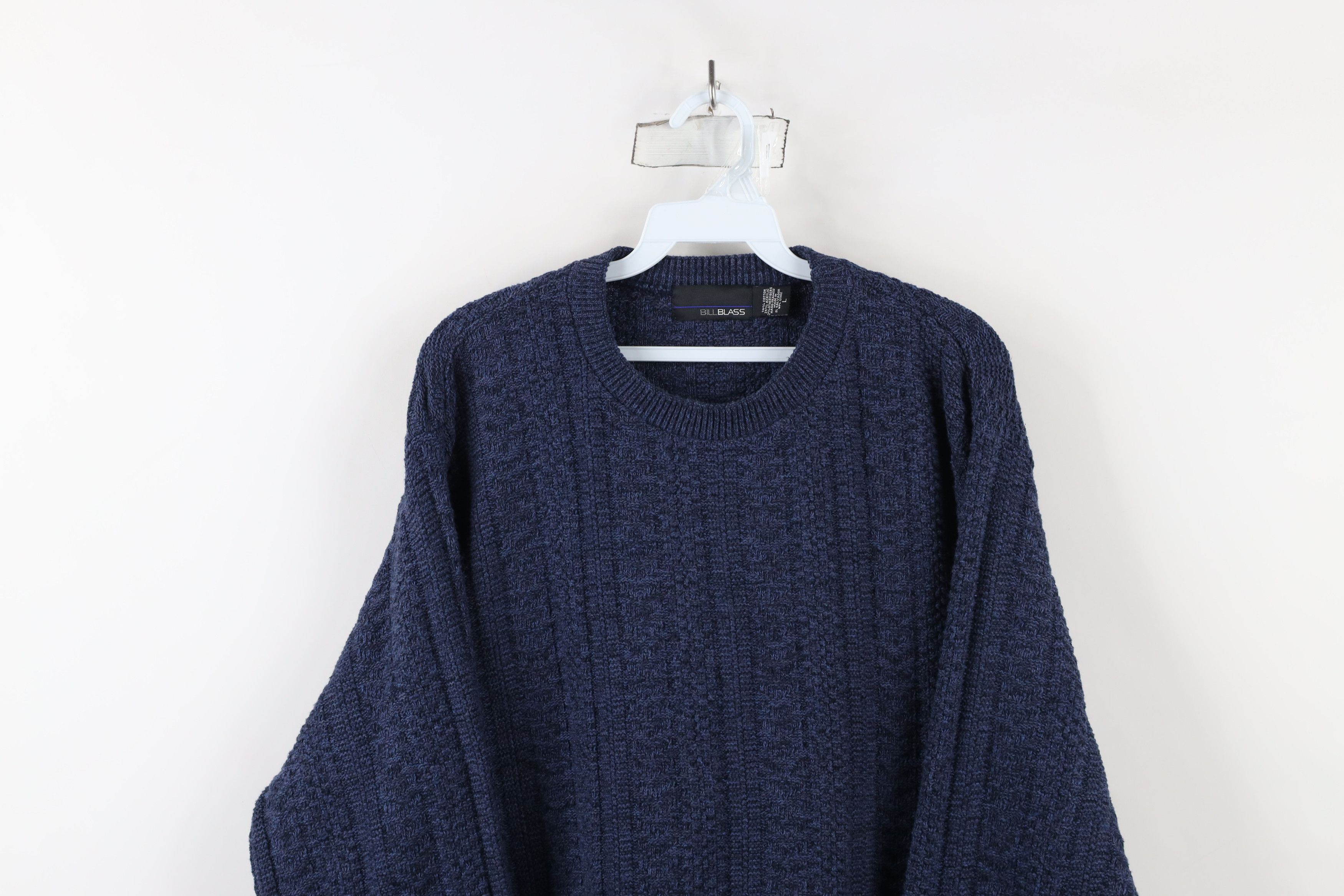 Vintage Vintage 90s Streetwear Framed Textured Knit Sweater Blue Size US L / EU 52-54 / 3 - 2 Thumbnail