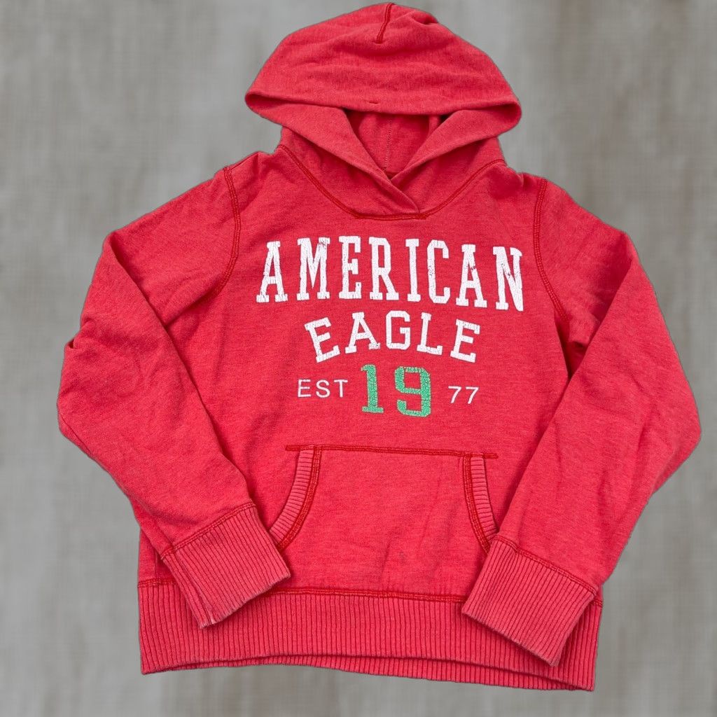 American Eagle Outfitters Vintage American Eagle Hoodie Women Large Red Blue Faded Spell Out AEO 2000s L Size L / US 10 / IT 46 - 1 Thumbnail