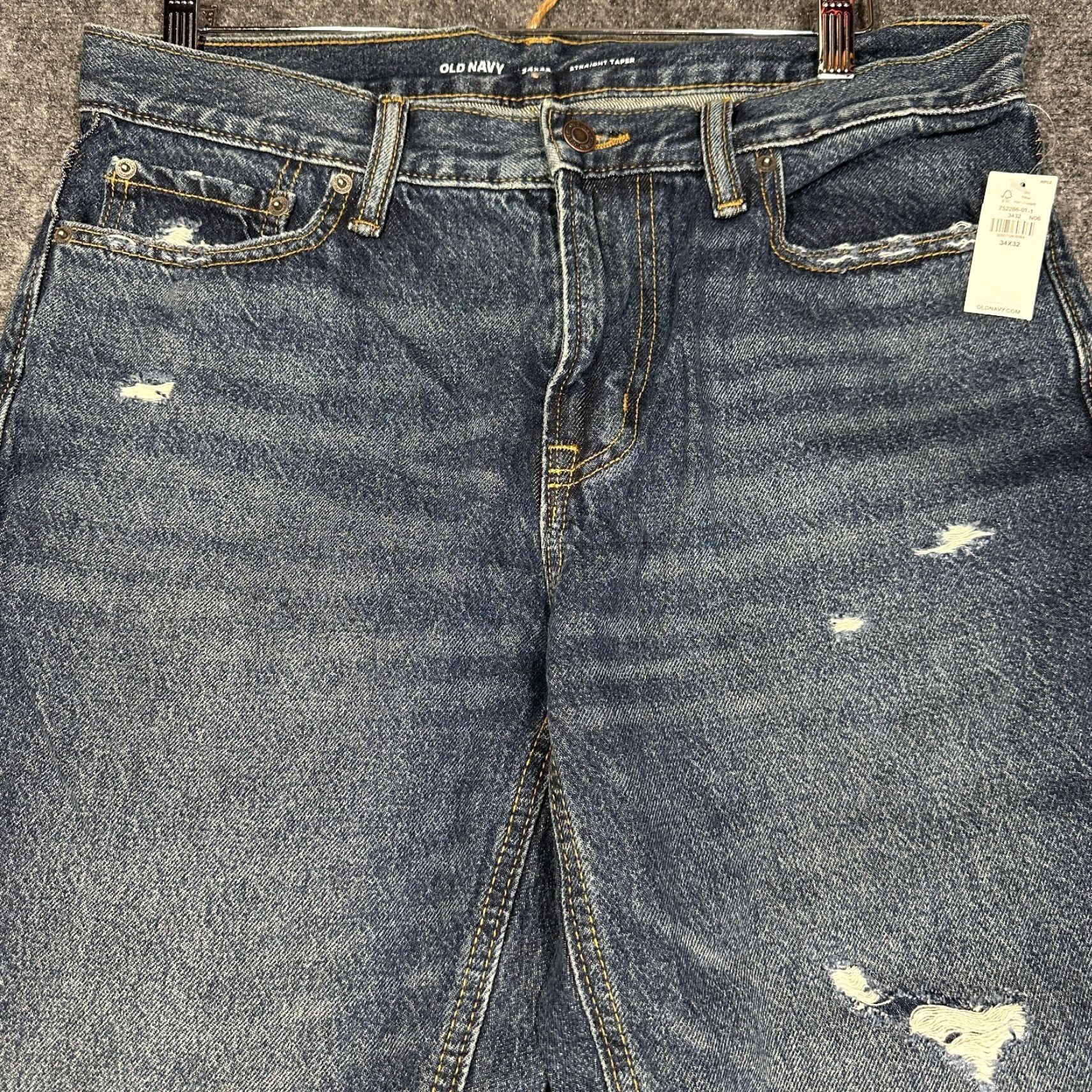 Old Navy Old Navy Jeans Mens 34 Straight Taper Cotton Pockets Distressed Holes NEW Size US 34 / EU 50 - 3 Thumbnail