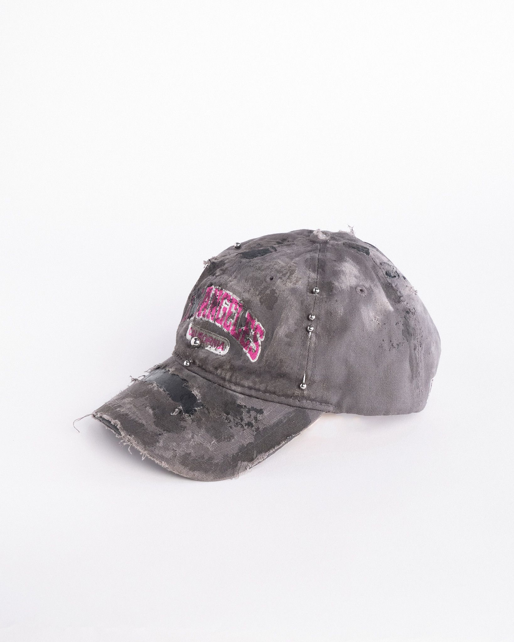 Vintage ASTROBOI* 'Los Angeles' Grey & Pink Distressed Pierced Hat Size ONE SIZE - 3 Thumbnail