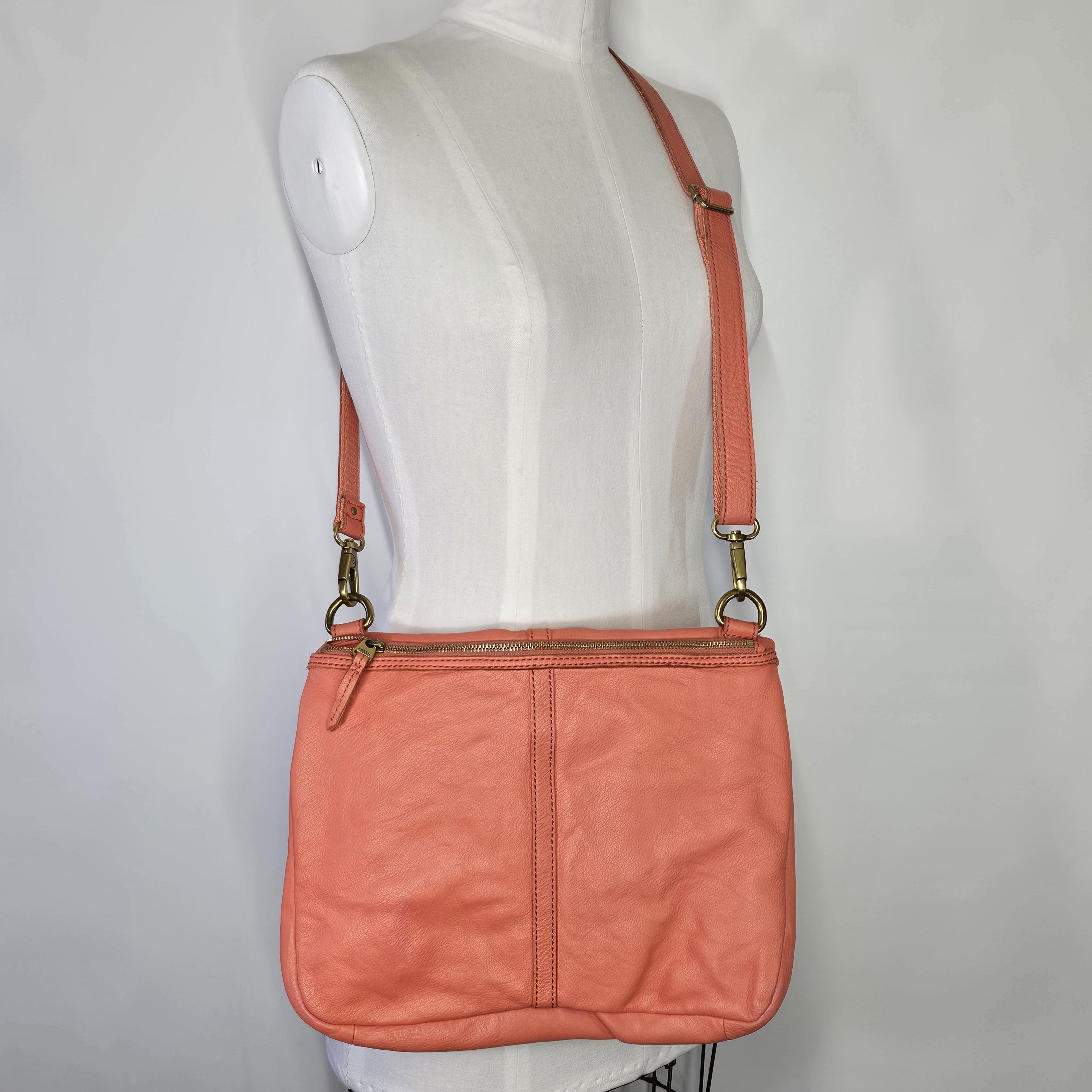 Fossil Fossil 13x11x1.5" Erin Crossbody Fold Over Handbag Coral Size ONE SIZE - 6 Thumbnail
