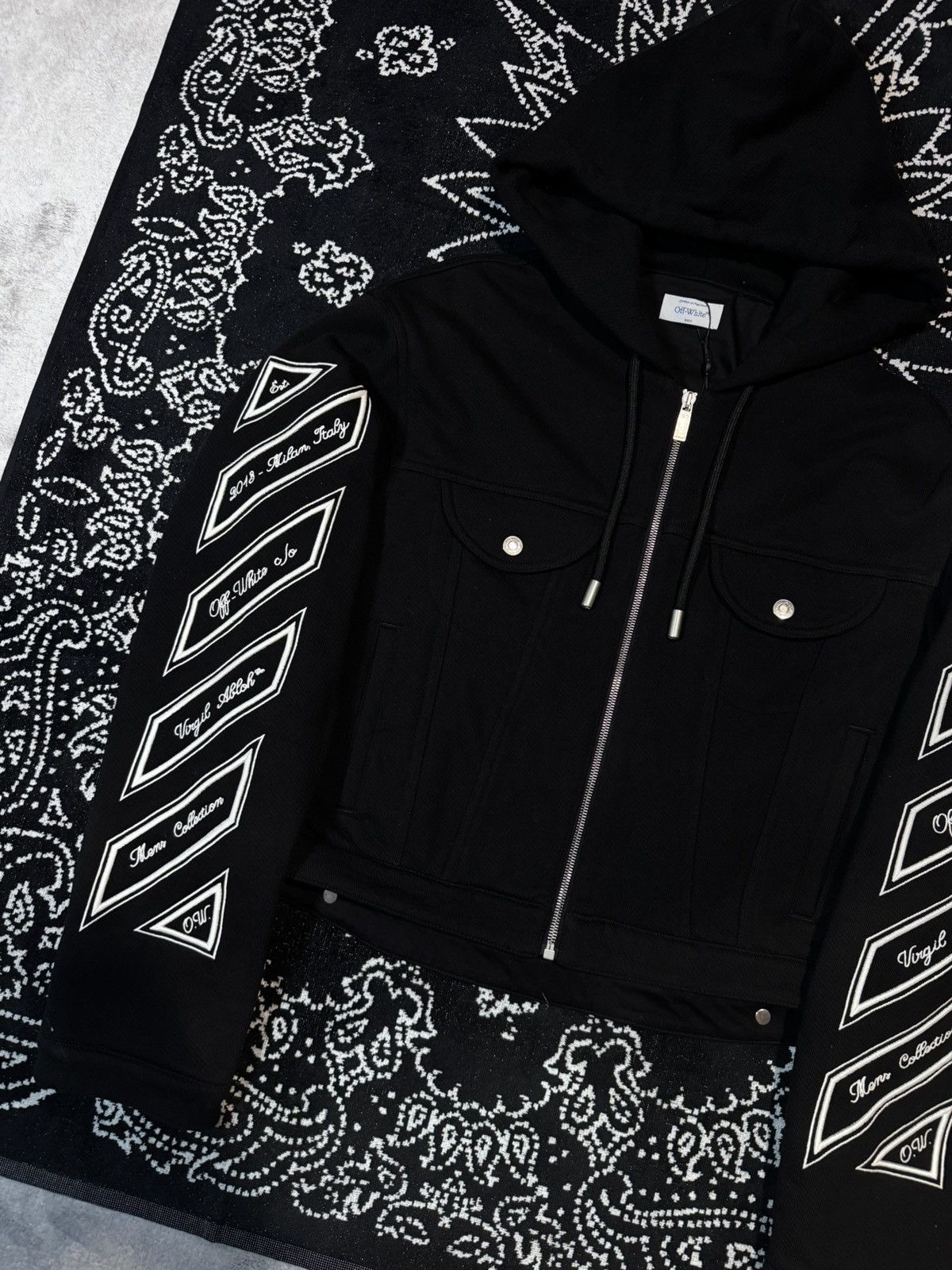Off-White OFF WHITE VARSITY DIAG HOODIE-BOMBER Size US L / EU 52-54 / 3 - 3 Thumbnail